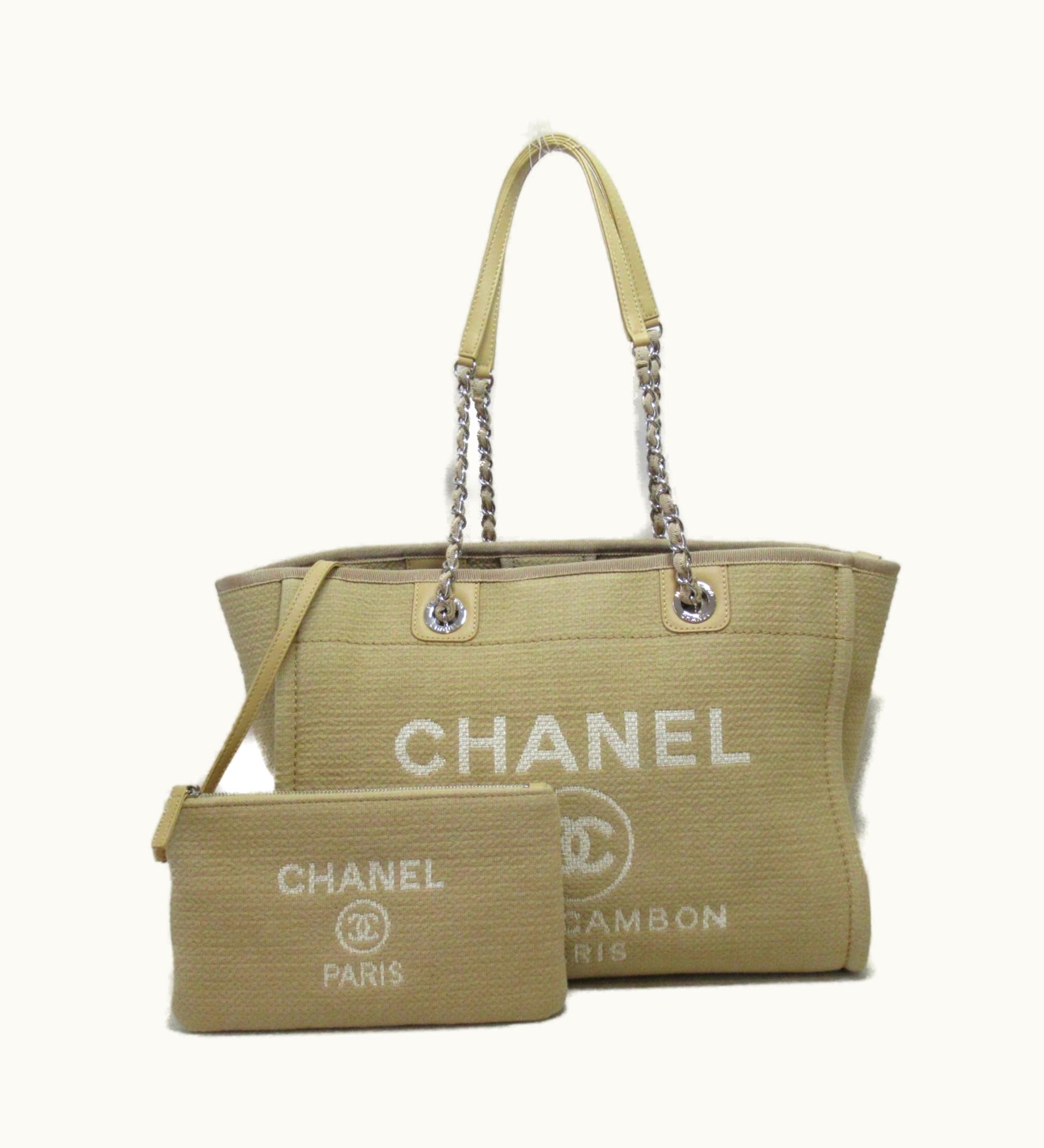 Chanel Chanel Deauville Tote MM Tote Bag Beige Canvas