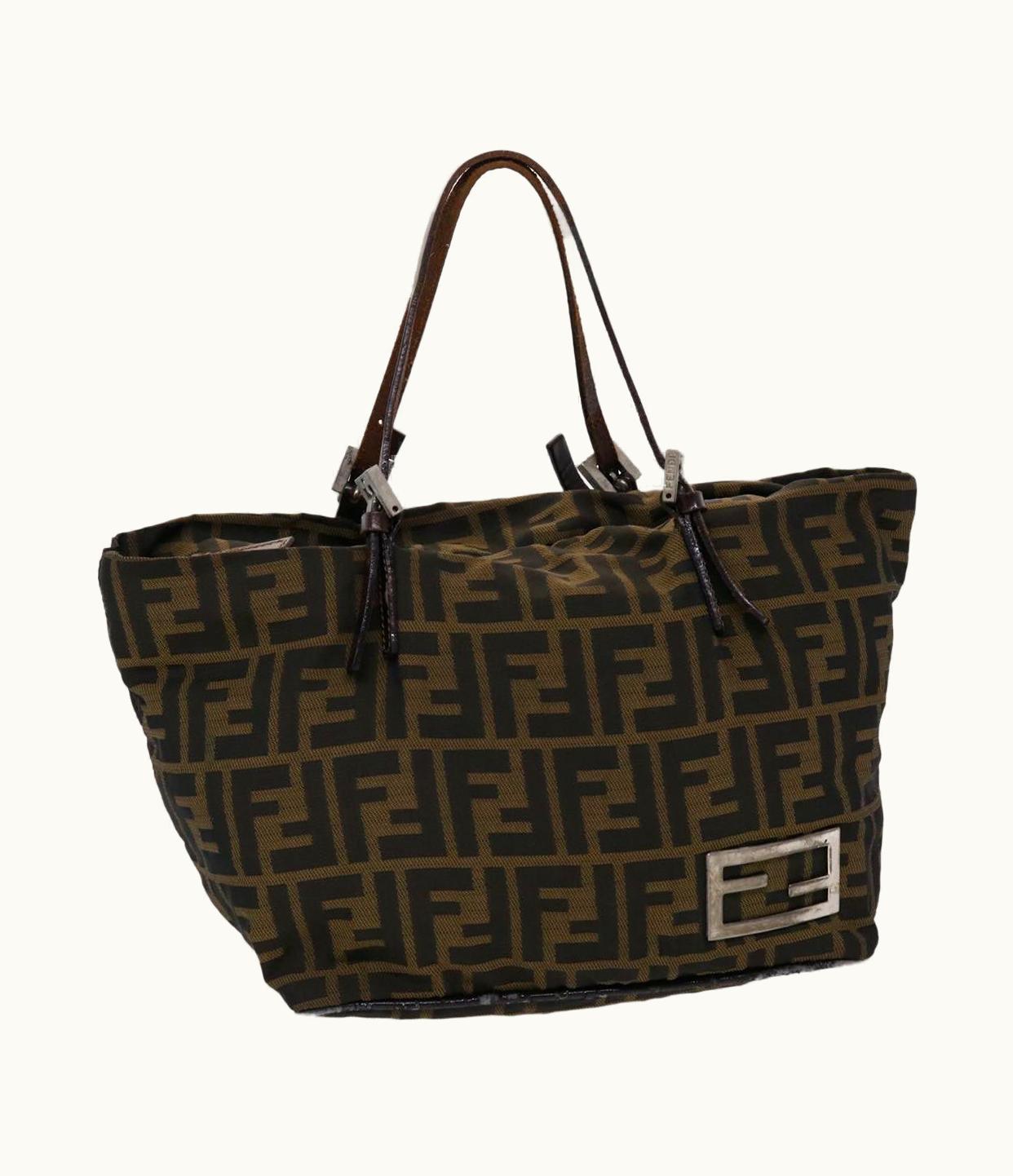 Fendi Fendi Zucca Canvas Hand Bag Nylon Brown Black