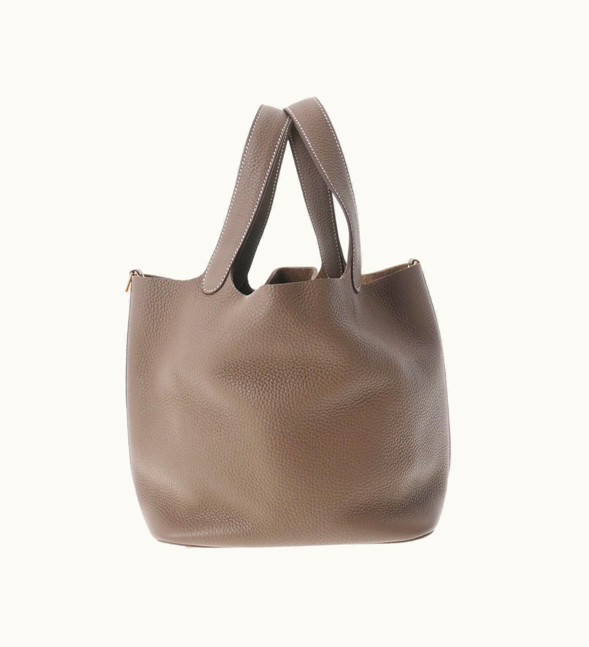 Hermès Hermès Picotin Lock MM Etoupe D Engraved [Around 2019] Ladies Taurillon Clemence Handbag