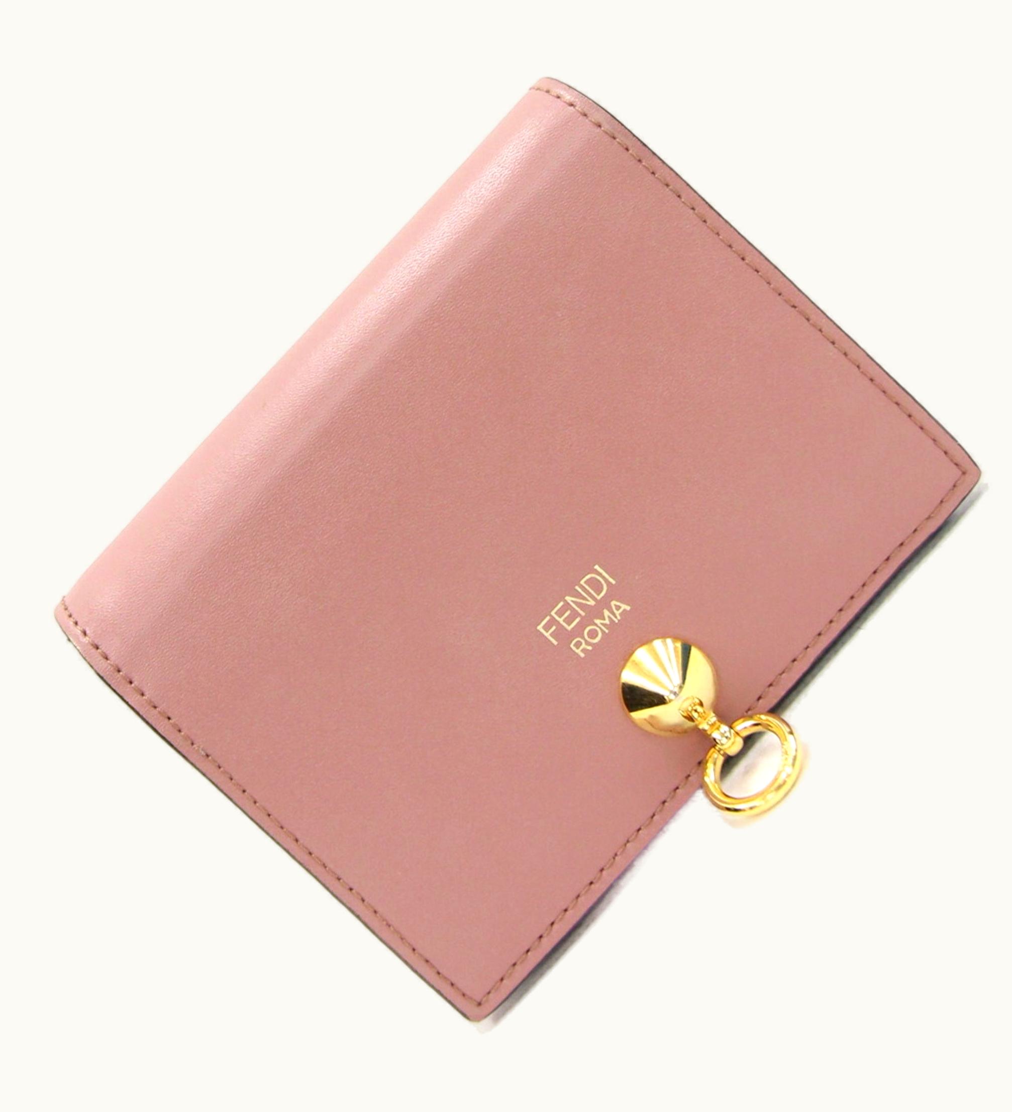 Fendi Fendi Bifold Wallet Visible 8M0387 Pink Greige Leather Women's
