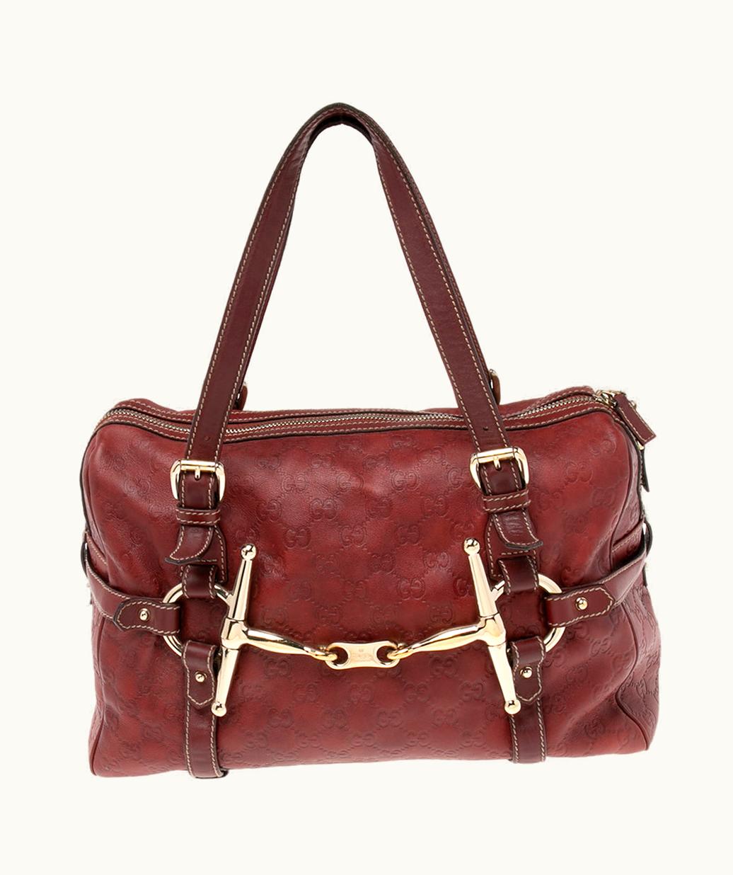 Gucci Gucci Red Guccissima Leather 85Th Anniversary Medium Boston Bag