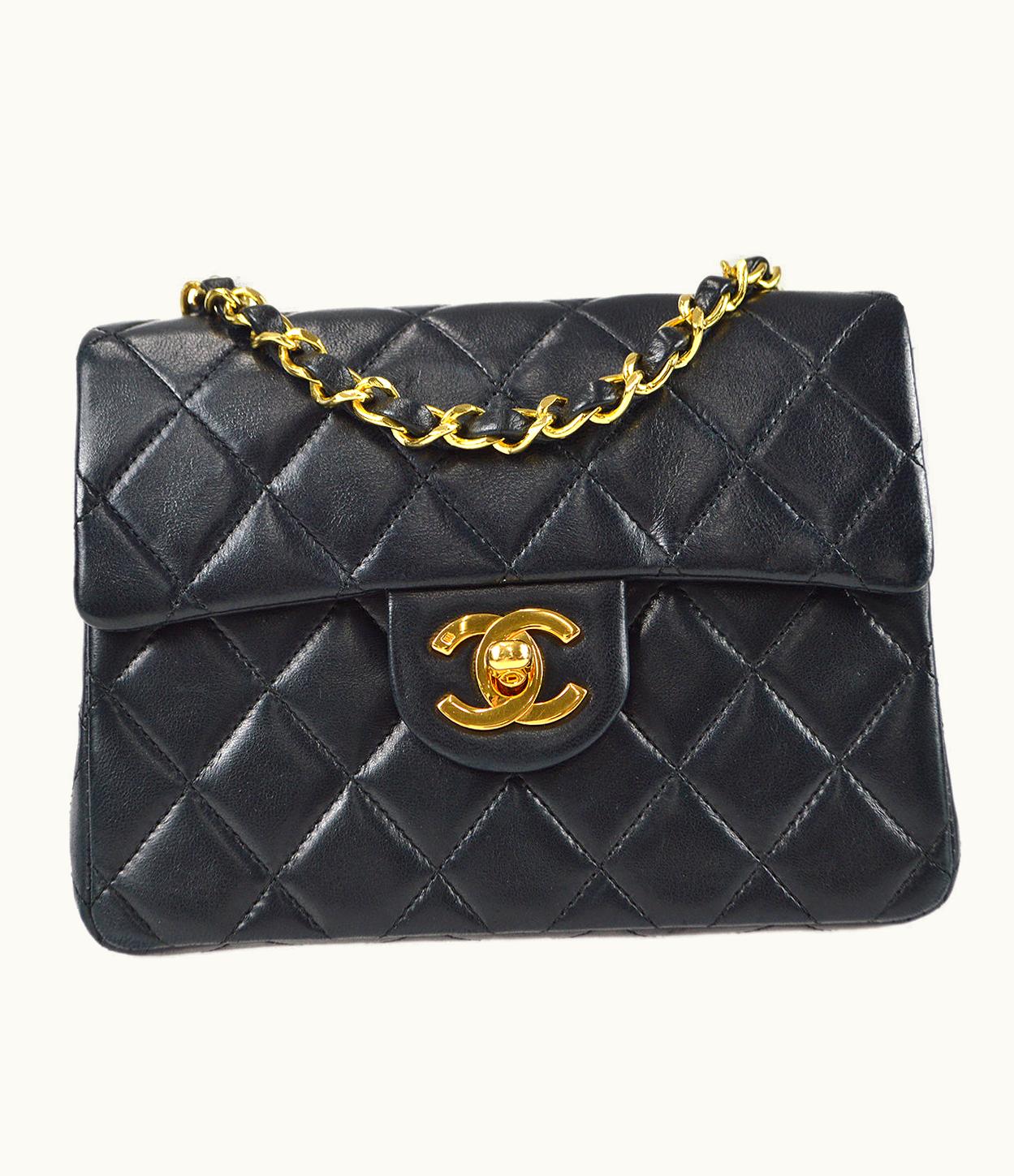 Chanel Chanel Classic Flap Mini Square Chain Shoulder Bag Black Lambskin 78392