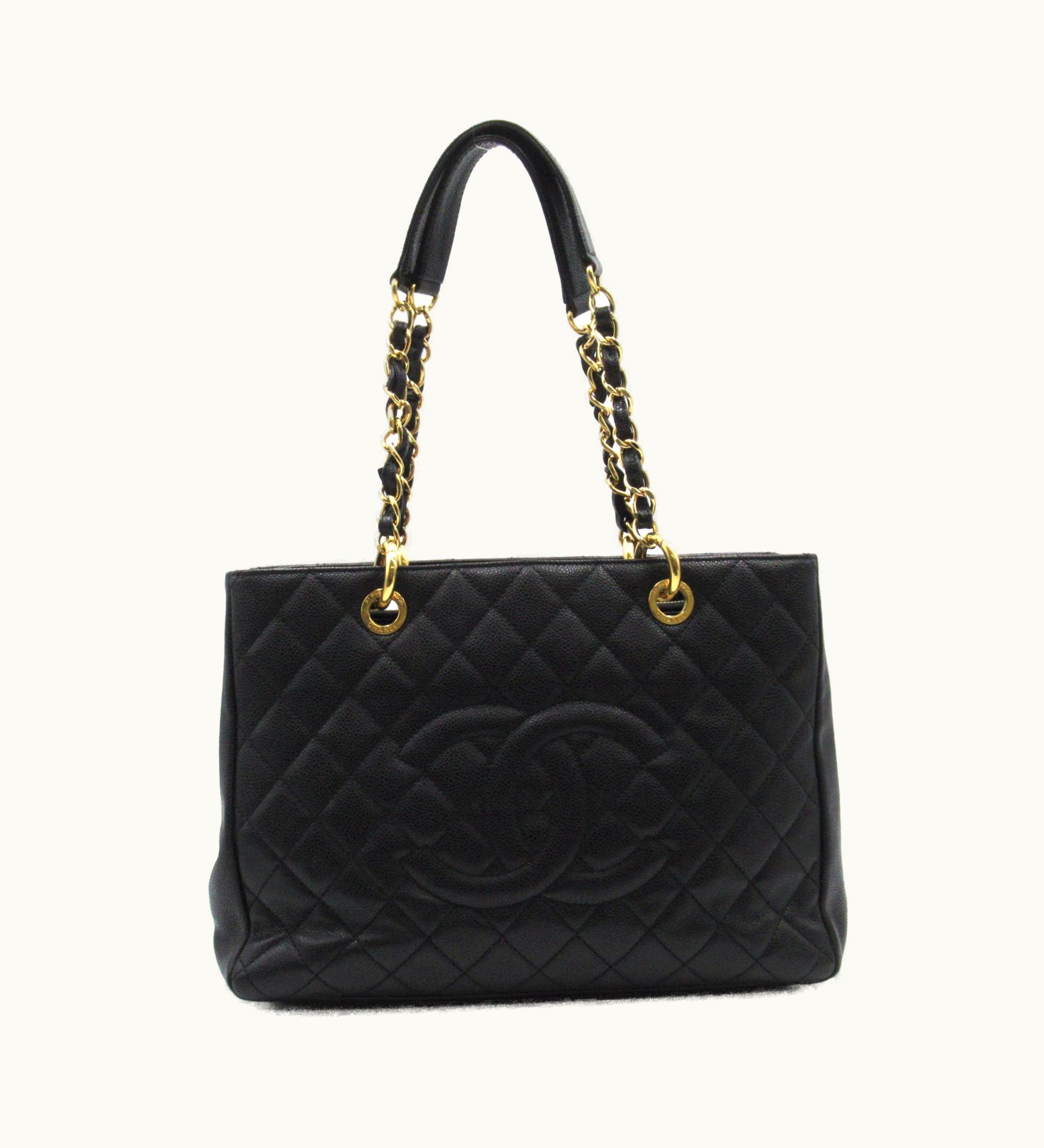 Chanel Chanel GST Tote Black Caviar Skin Grained Calf Luxury Handbag