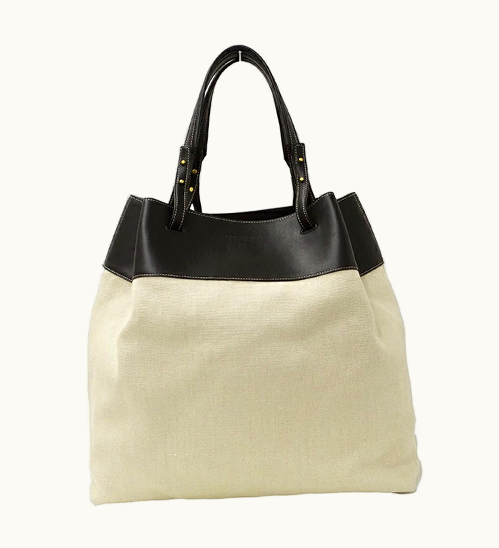 Bottega Veneta Bottega Veneta Bottegaveneta Bag Women's Tote Canvas Leather Quad Off-White Black A4