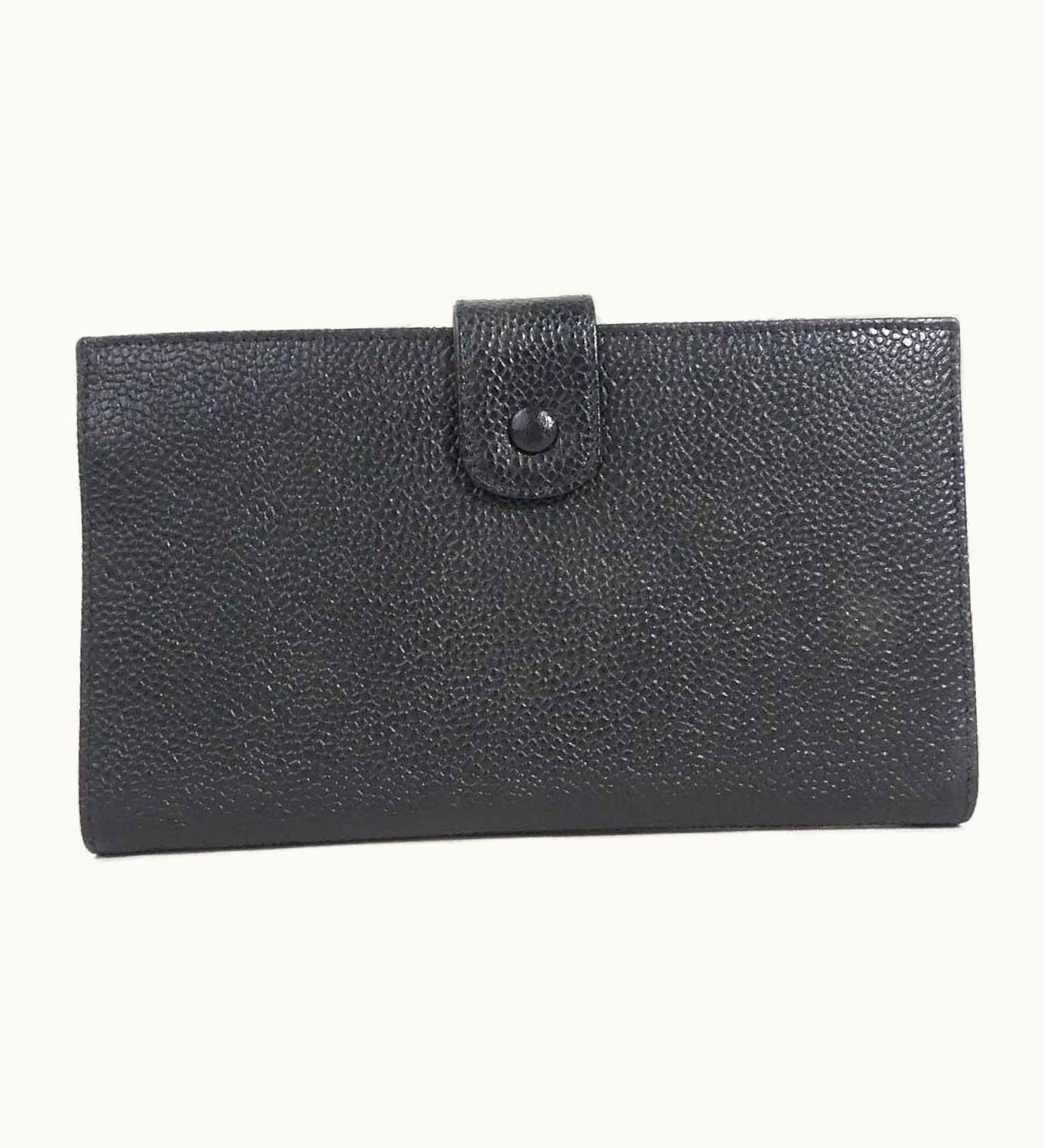 Chanel Chanel Folio Wallet Here Mark / Caviar Skin Black Unisex
