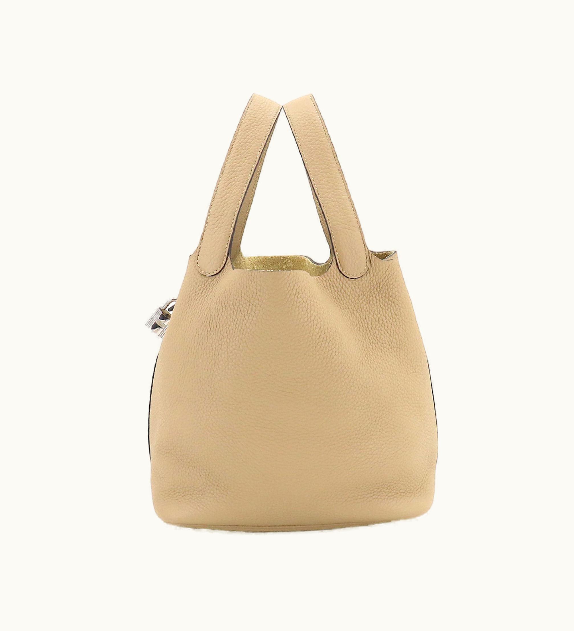 Hermès Hermès Picotin Lock MM Hand Bag Taurillon Clemence Trench Silver Hardware Y Engraving