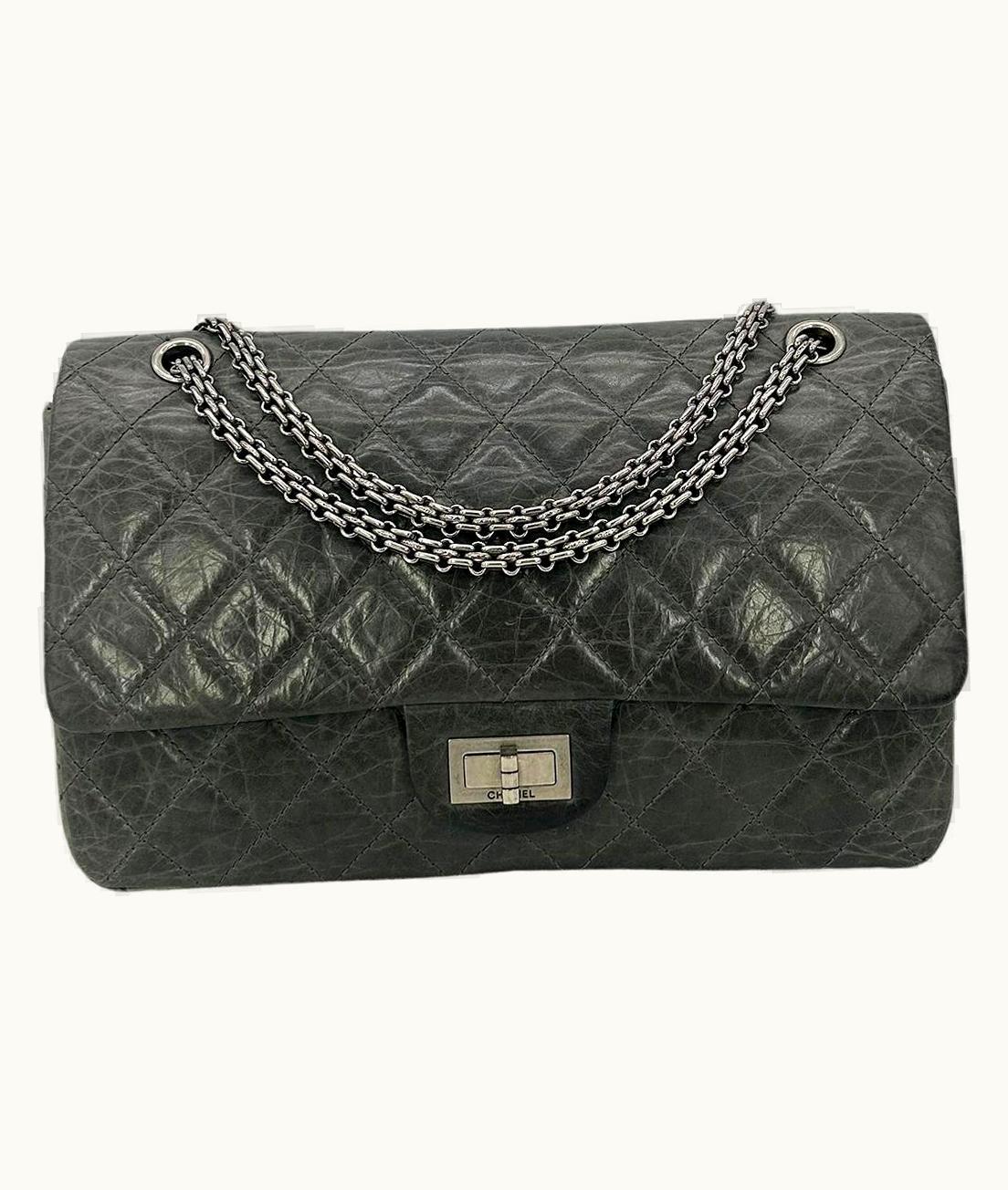 Chanel Chanel Grey Aged Calfskin Anniversary 2.55 Reissue 227 Double Flap Bag