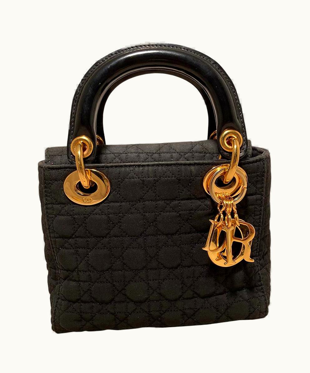 Dior Dior Christian Dior Black Nylon Mini Lady Dior Bag