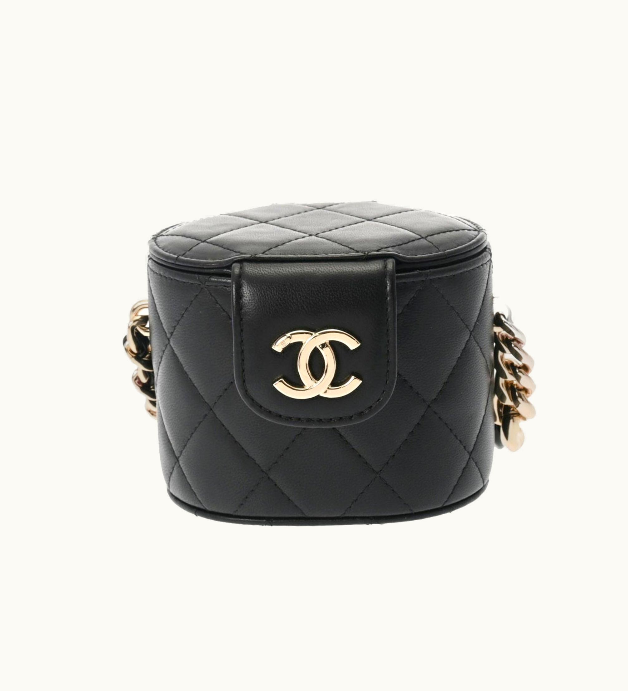 Chanel Chanel Matelasse Vanity Chain Shoulder Black Women's Lambskin Bag