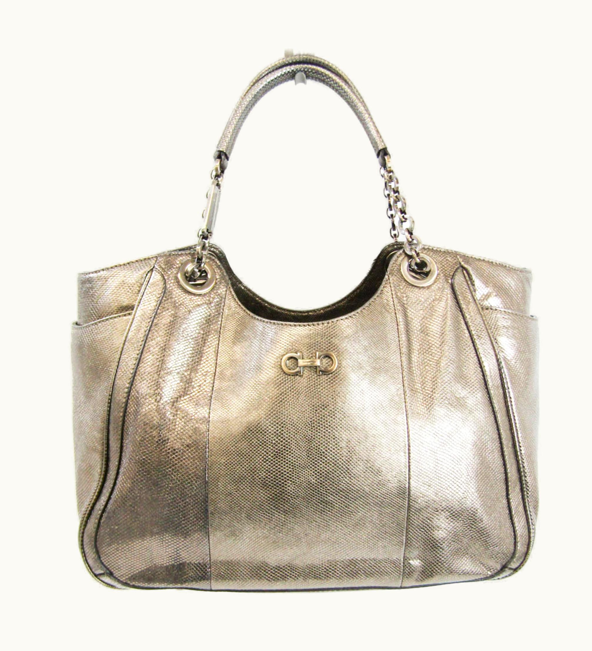 Salvatore Ferragamo Salvatore Ferragamo Ab-21 C838 Women's Leather Tote Bag Bronze