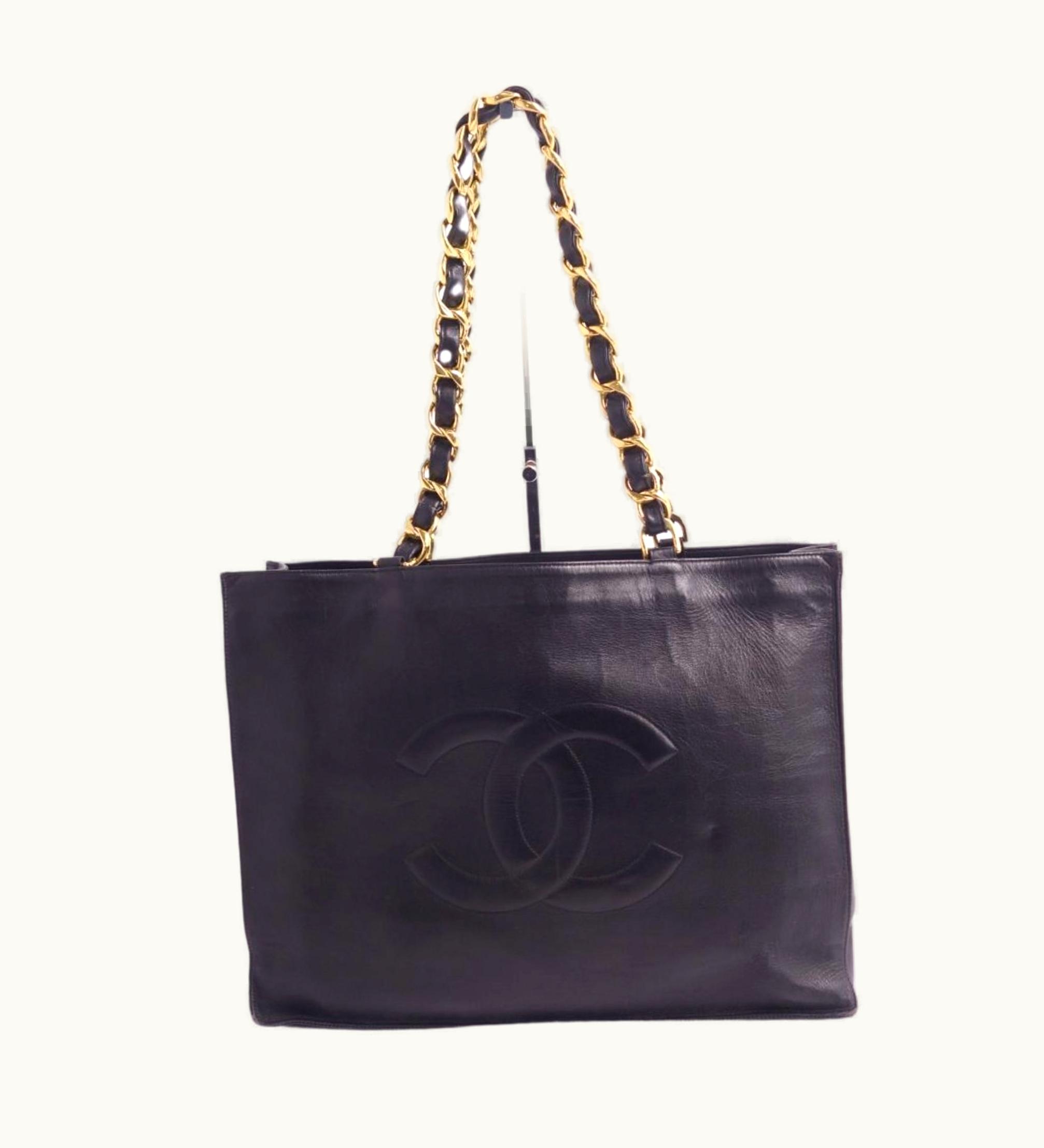 Chanel Chanel Bag Tote Shoulder Here Mark Chain Lambskin Ladies Black