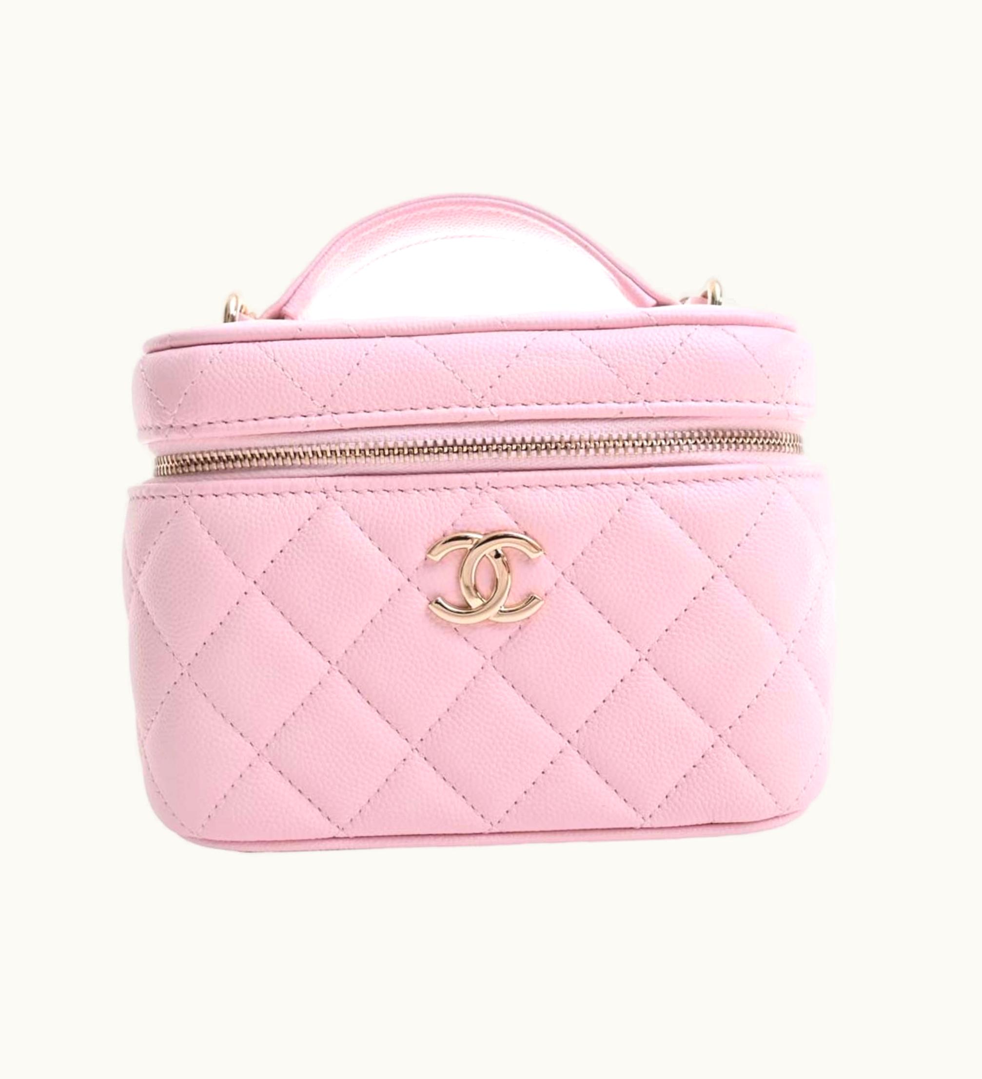 Chanel Chanel Caviar Skin Matelasse Coco Mark Small Vanity Bag Shoulder Pink Ladies