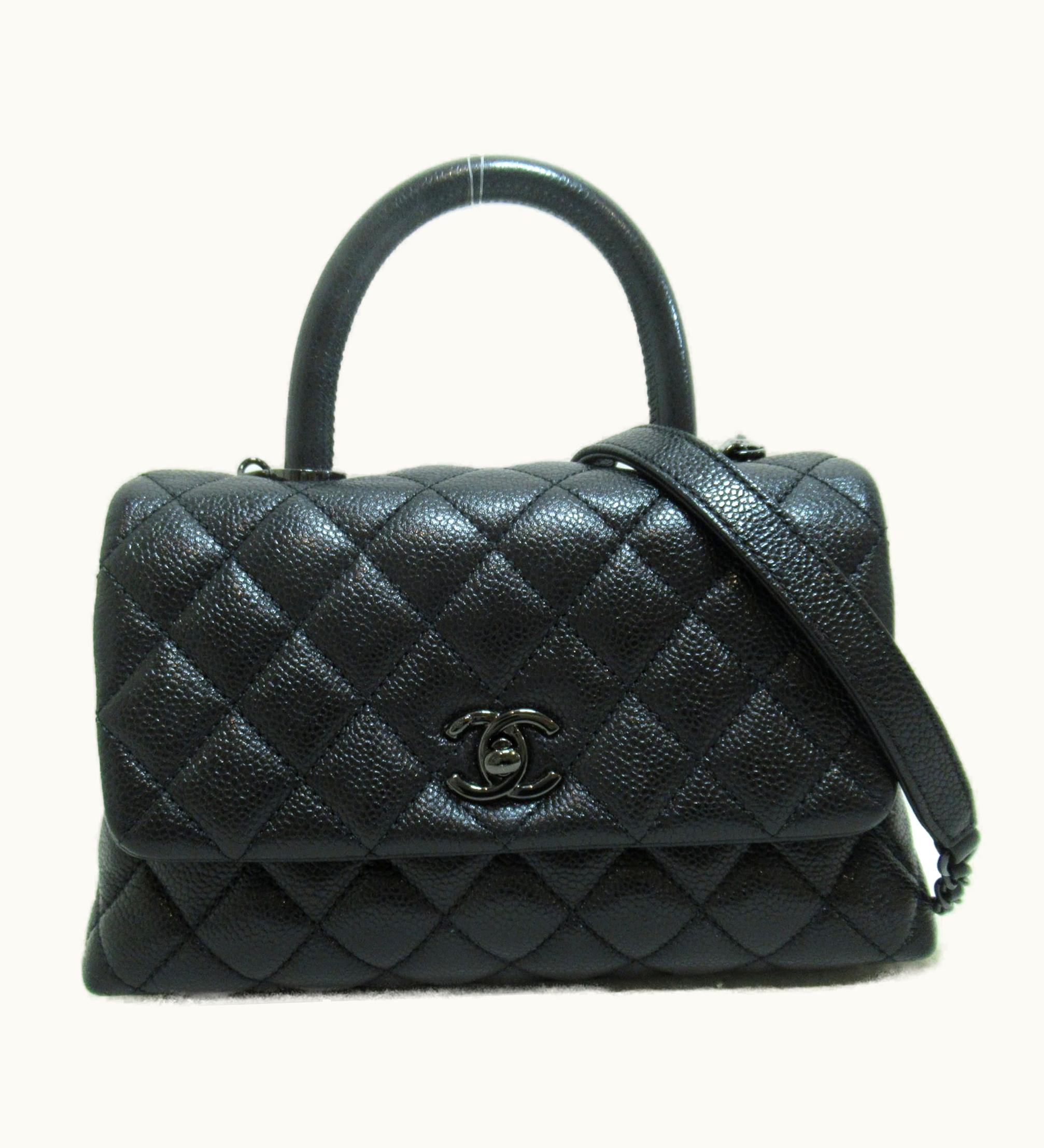 Chanel Chanel Coco Handle XS All Black Shoulder Bag Black Caviar Skin [Grained Calf]