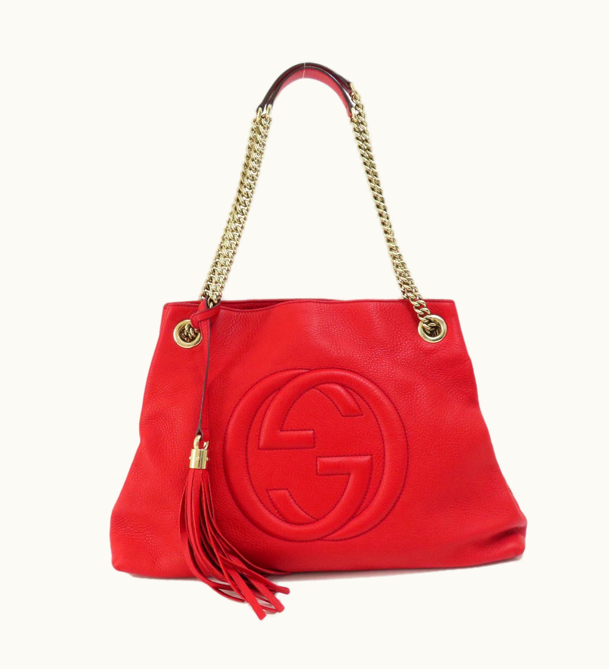 Gucci Gucci 308982 Chain Shoulder Soho Tote Bag Leather Women's