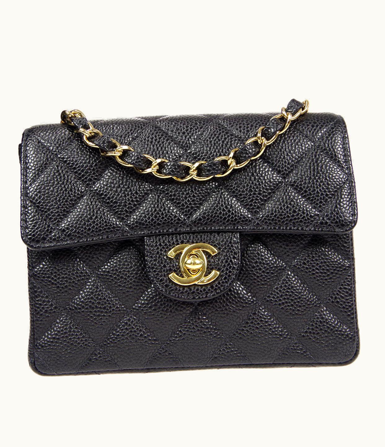 Chanel Chanel Classic Flap Mini Square Chain Shoulder Bag Black Caviar 88000