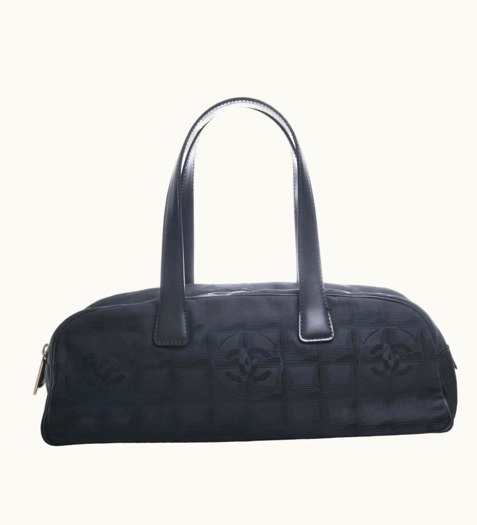 Chanel Chanel Nylon New Line Handbag Boston Bag Black Ladies