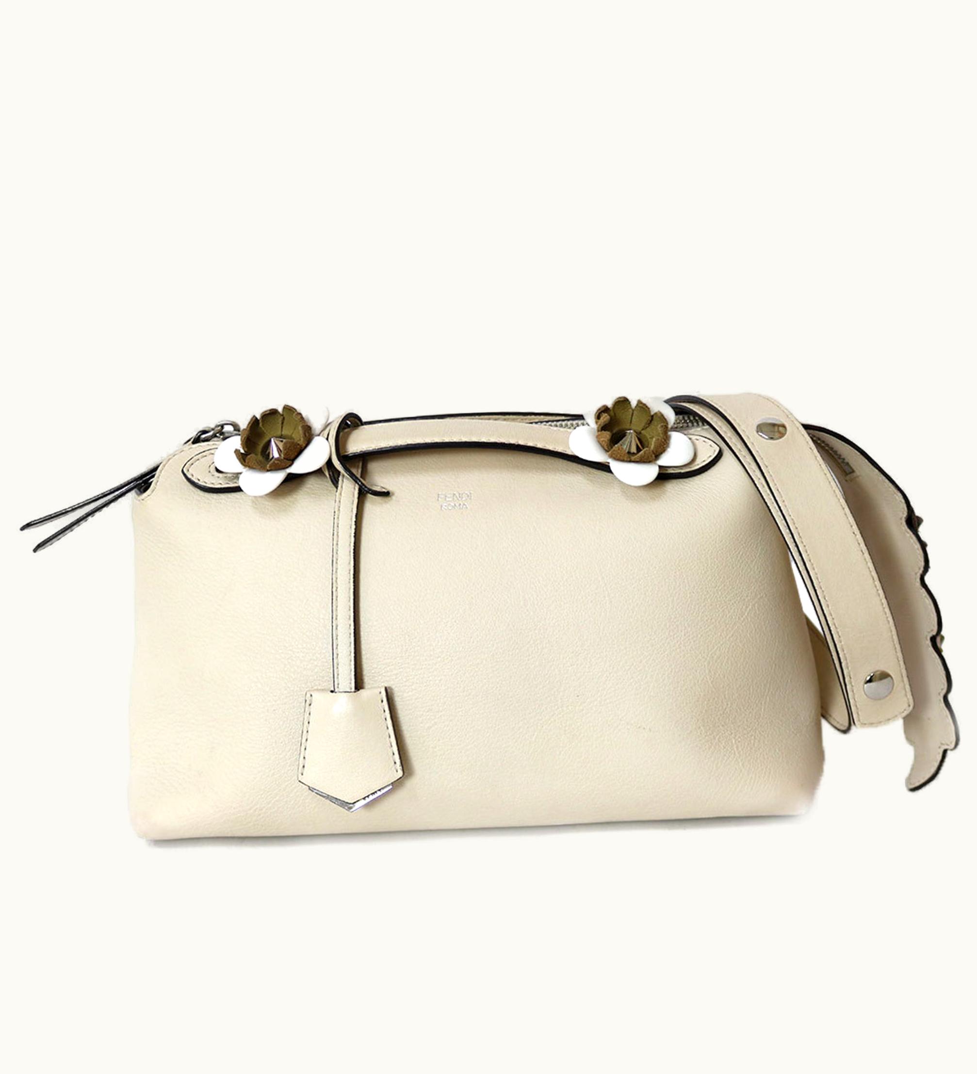 Fendi Fendi Shoulder Bag By The Way Beige 2Way Flower Ladies Leather