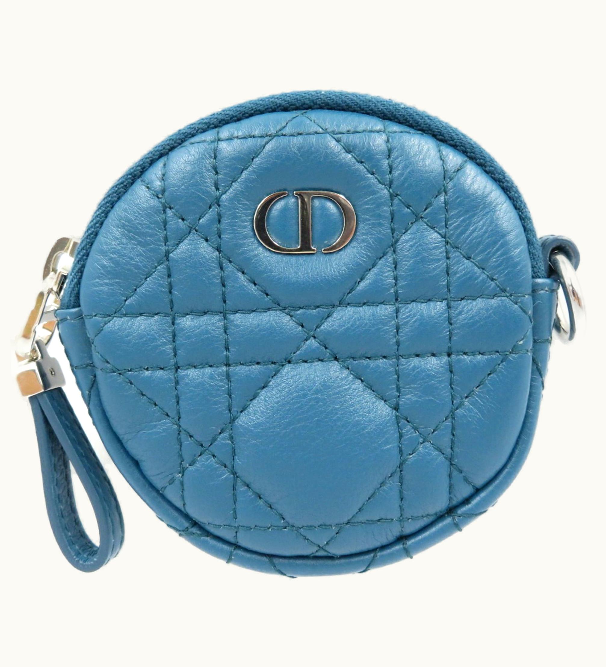 Dior Dior Christian Dior Cannage Leather Blue Coin Case