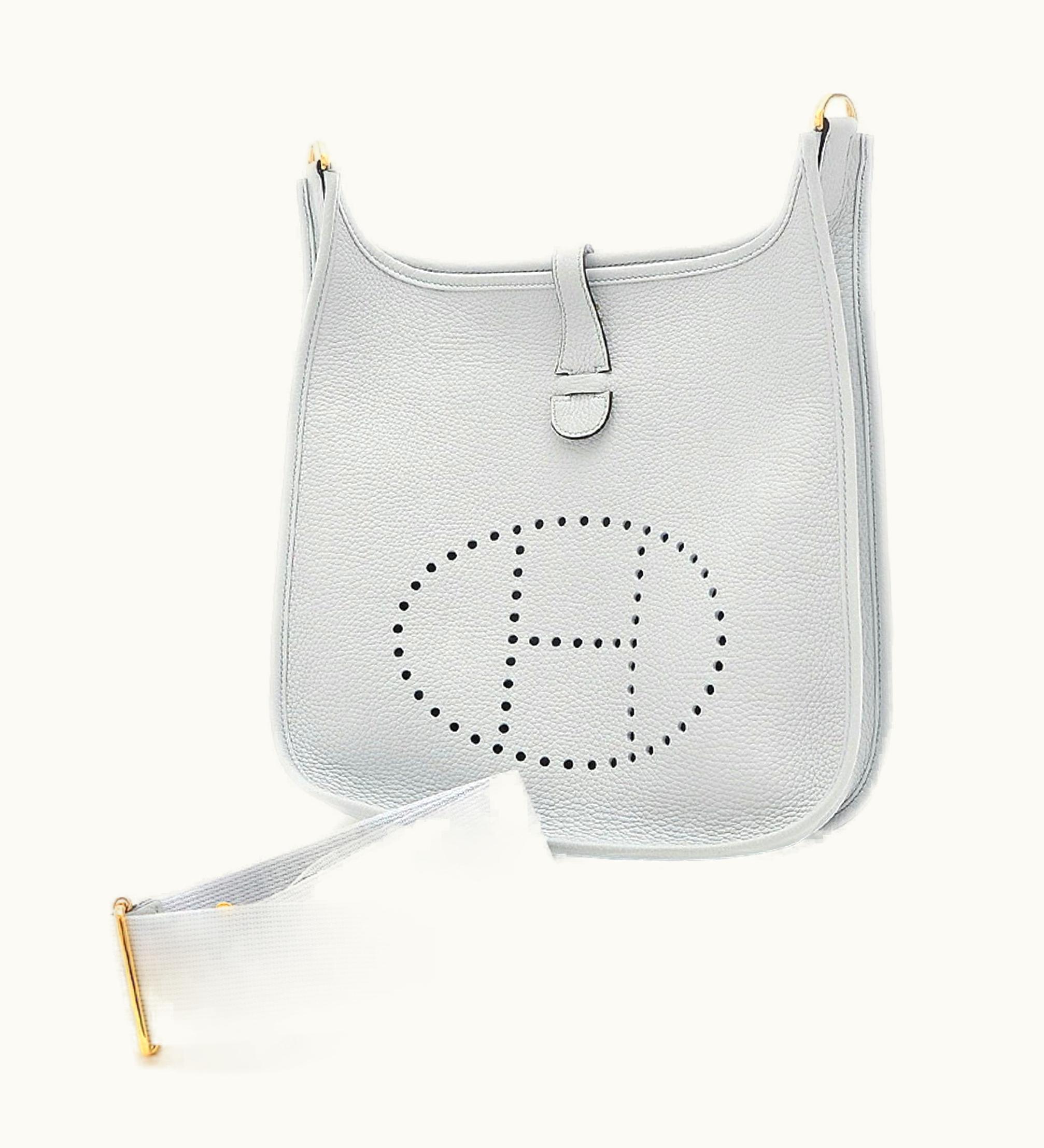 Hermès Hermès Evelyne 3 PM Taurillon Clemence Blue Pale U Engraved Shoulder Bag