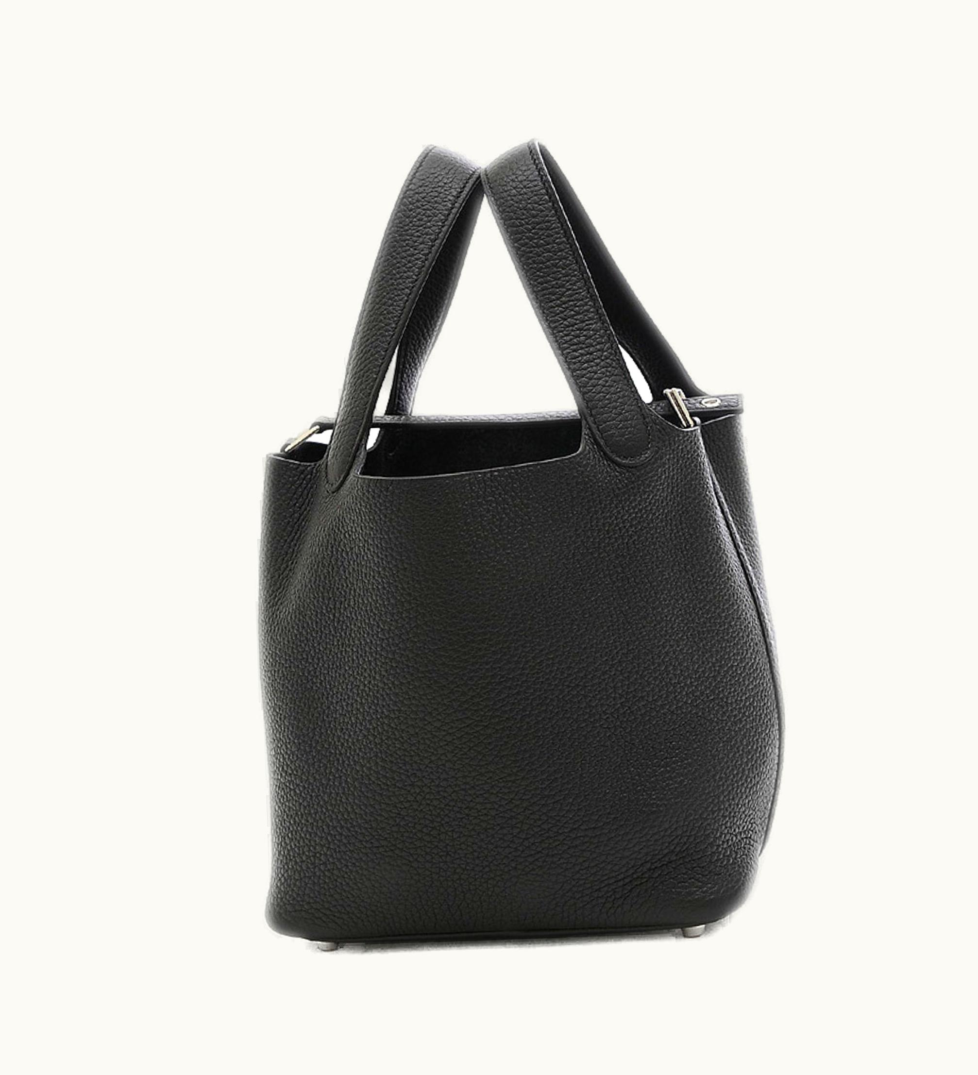 Hermès Hermès Picotin Lock PM 18 Handbag Taurillon Clemence Black Silver Hardware U Stamp