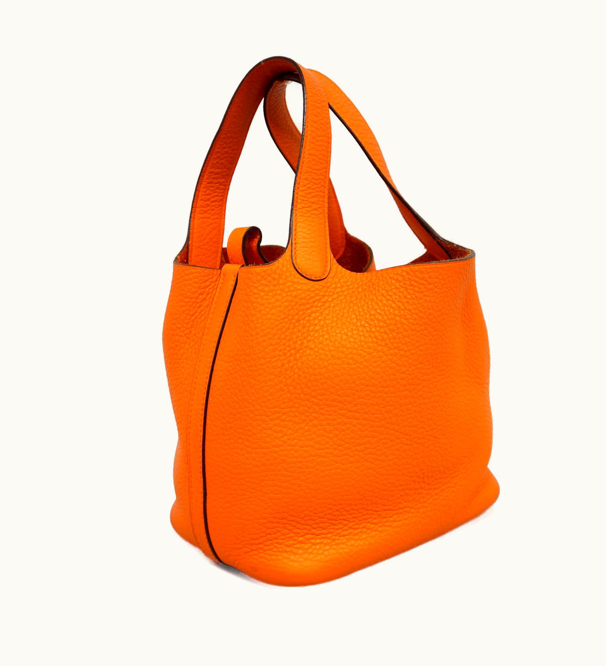 Hermès Hermès Picotin PM H Women's Taurillon Clemence Leather Handbag Orange