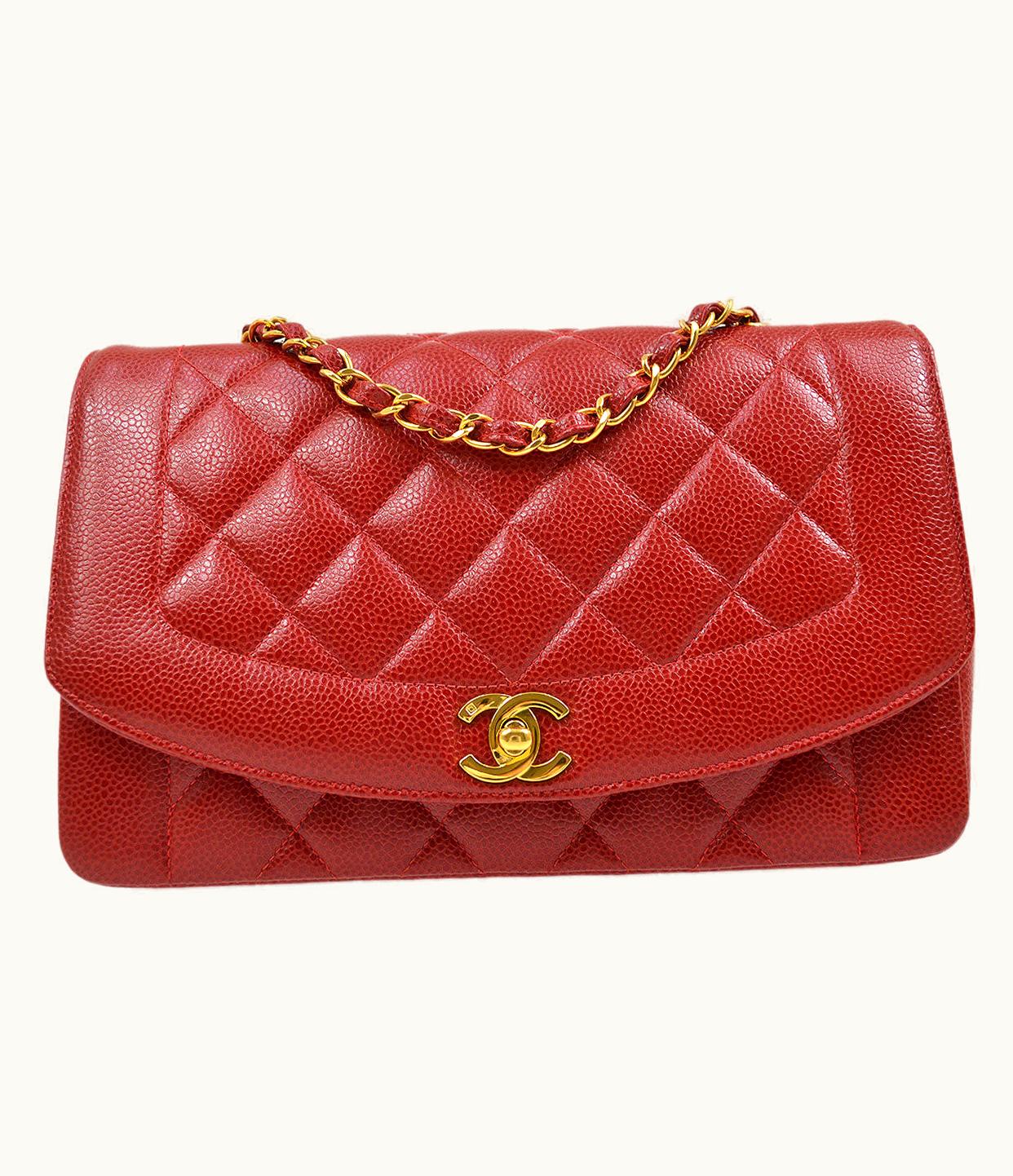Chanel Chanel 1994-1996 Red Caviar Diana Flap Medium 13209