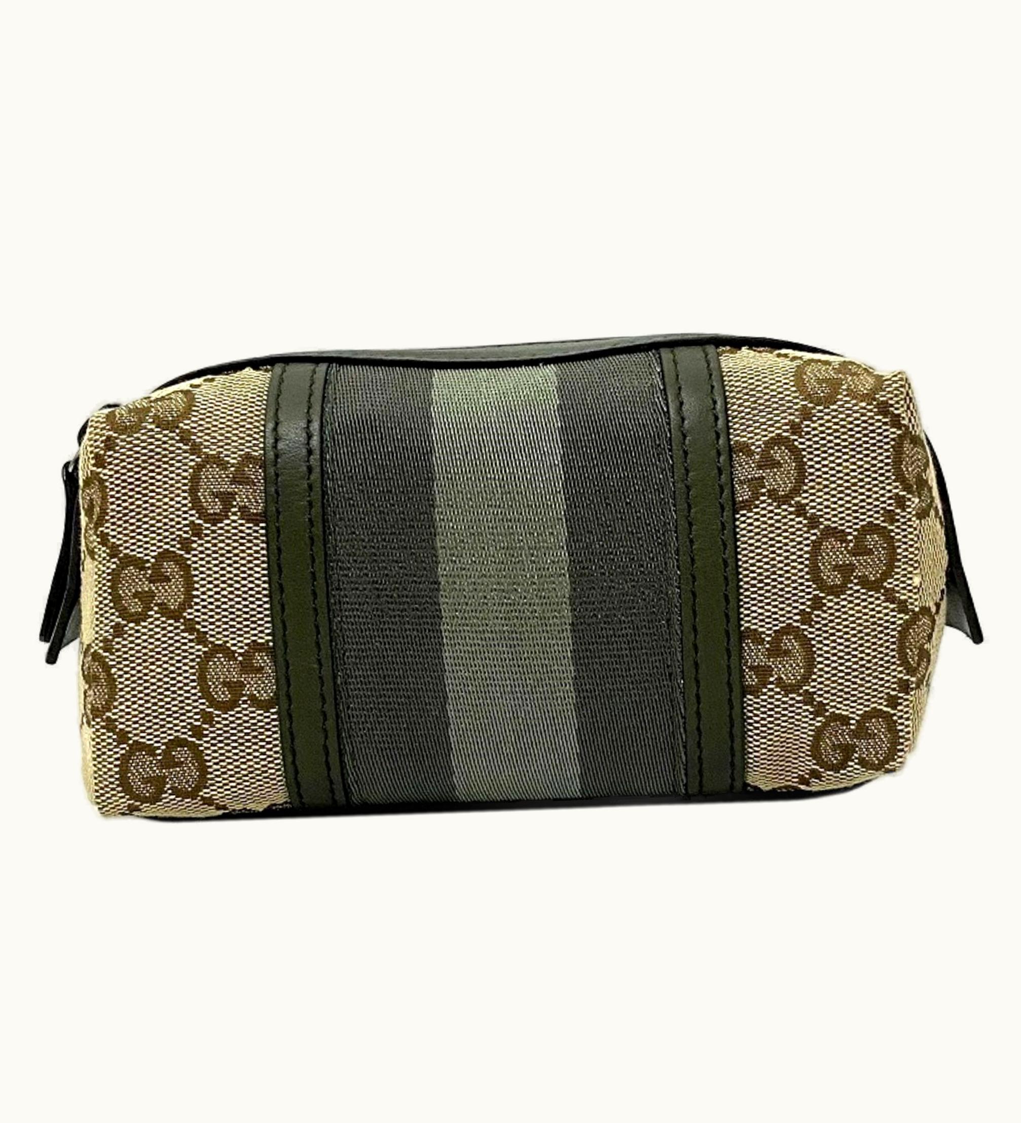 Gucci Gucci Pouch Khaki Beige GG Webbing 256639 Canvas Leather Gucci Ladies