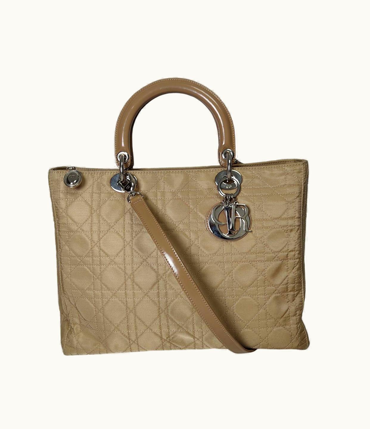 Dior Dior Christian Lady Bag In Beige Nylon