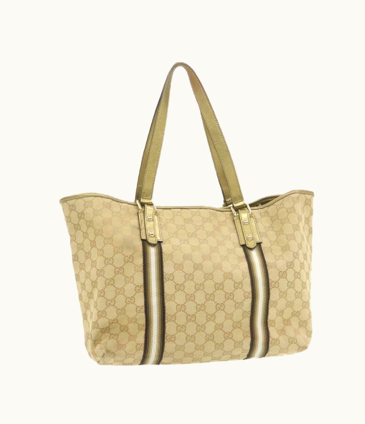 Gucci Gucci Sherry Line GG Canvas Tote Bag Canvas Beige Gold Brown 139260