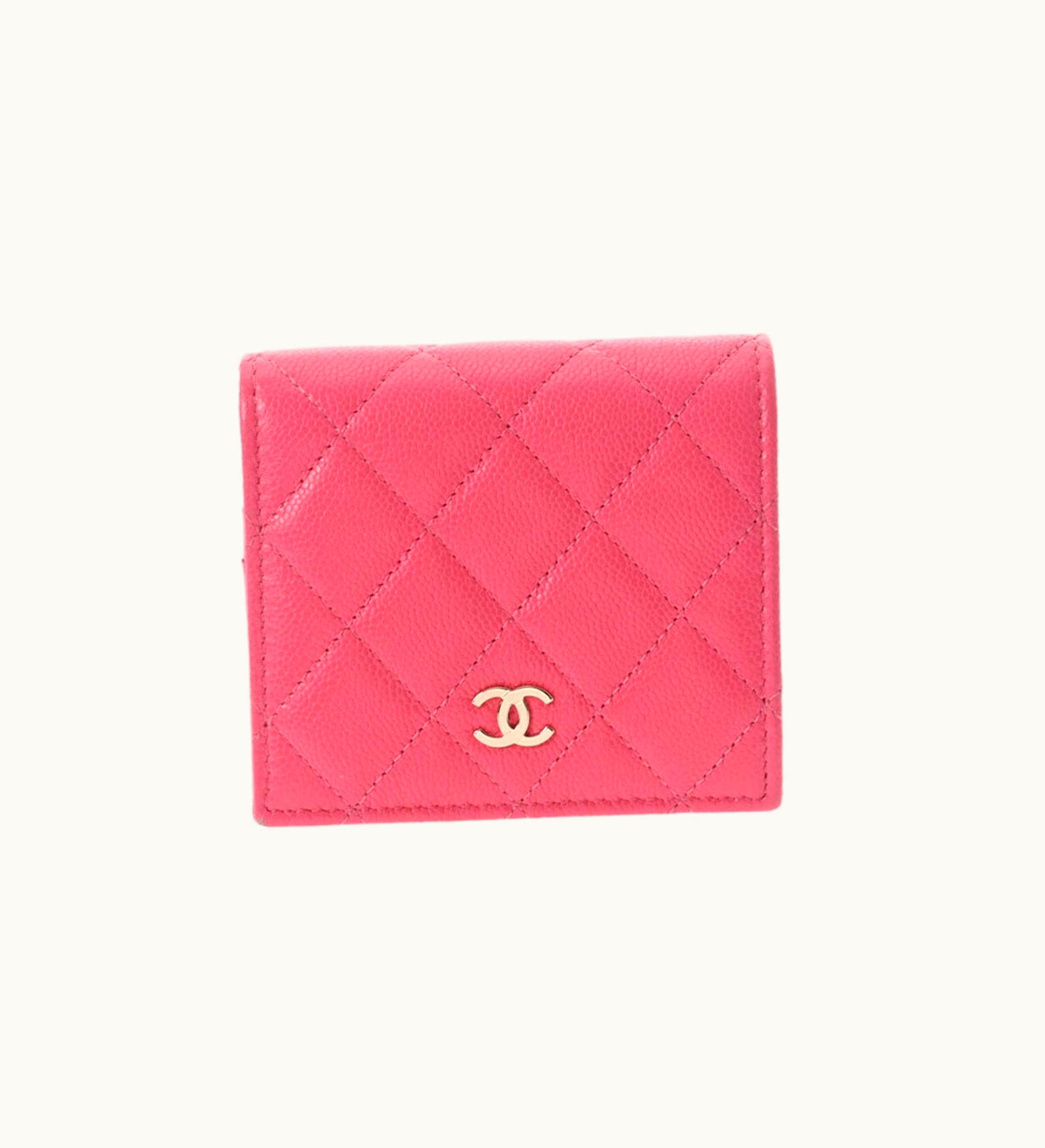 Chanel Chanel Matelasse Pink Ladies Caviar Skin Folio Wallet