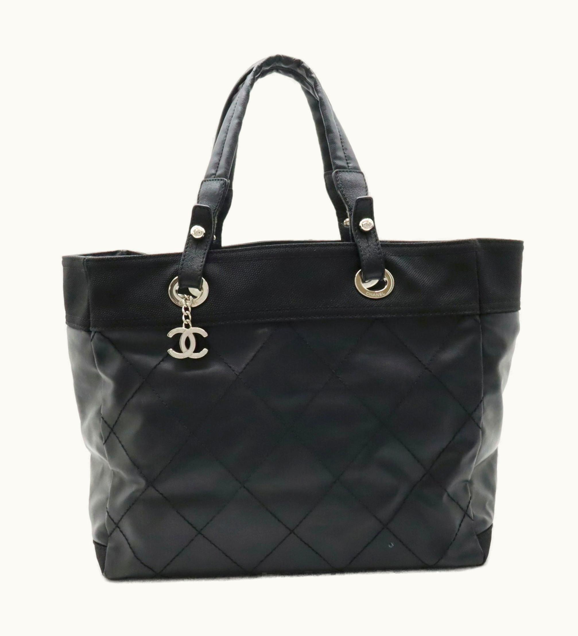 Chanel Chanel Paris Biarritz Tote MM Bag Handbag Coated Canvas Black A34209