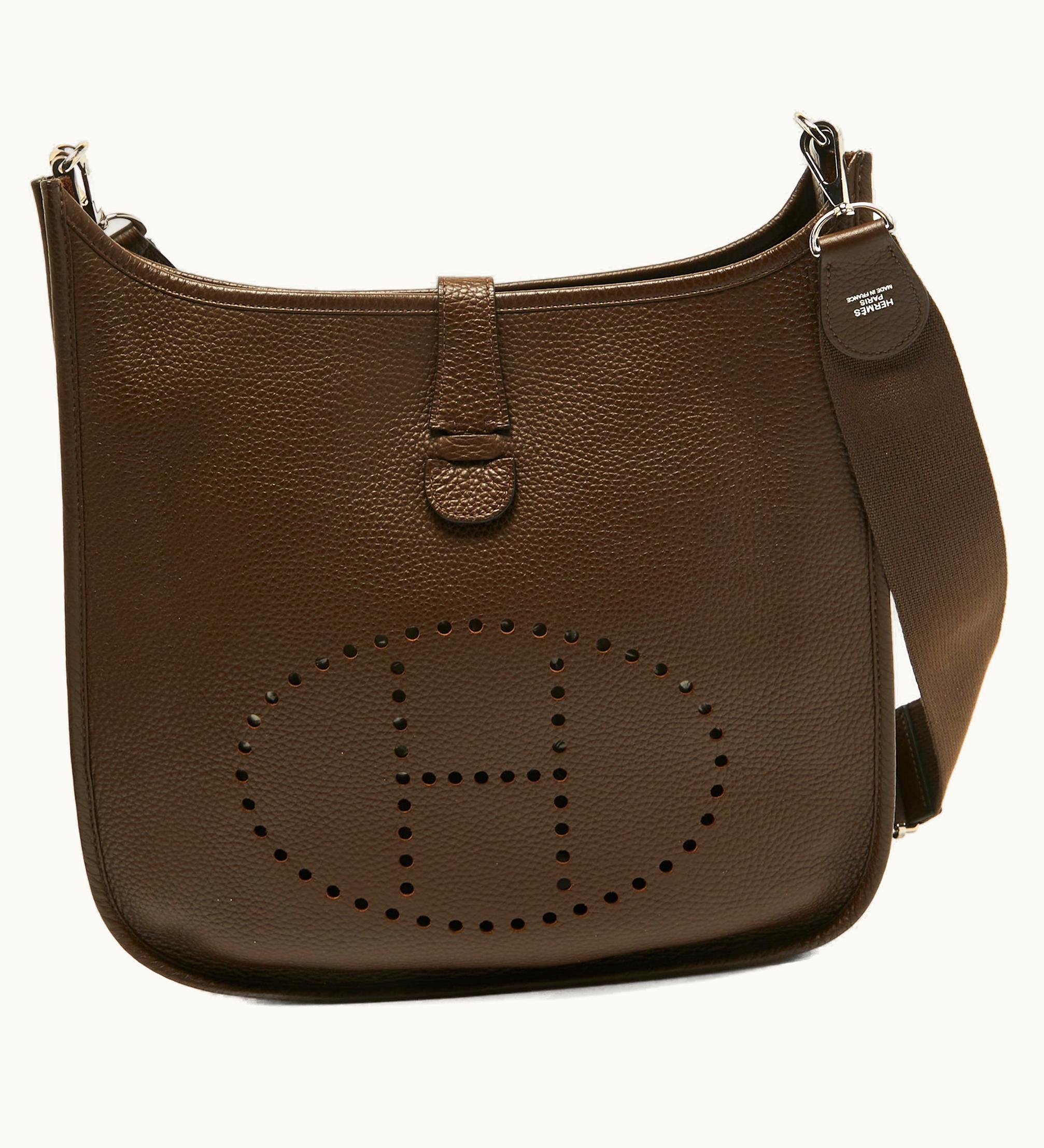 Hermès Hermès Chocolat Clemence Leather Evelyne III GM Bag
