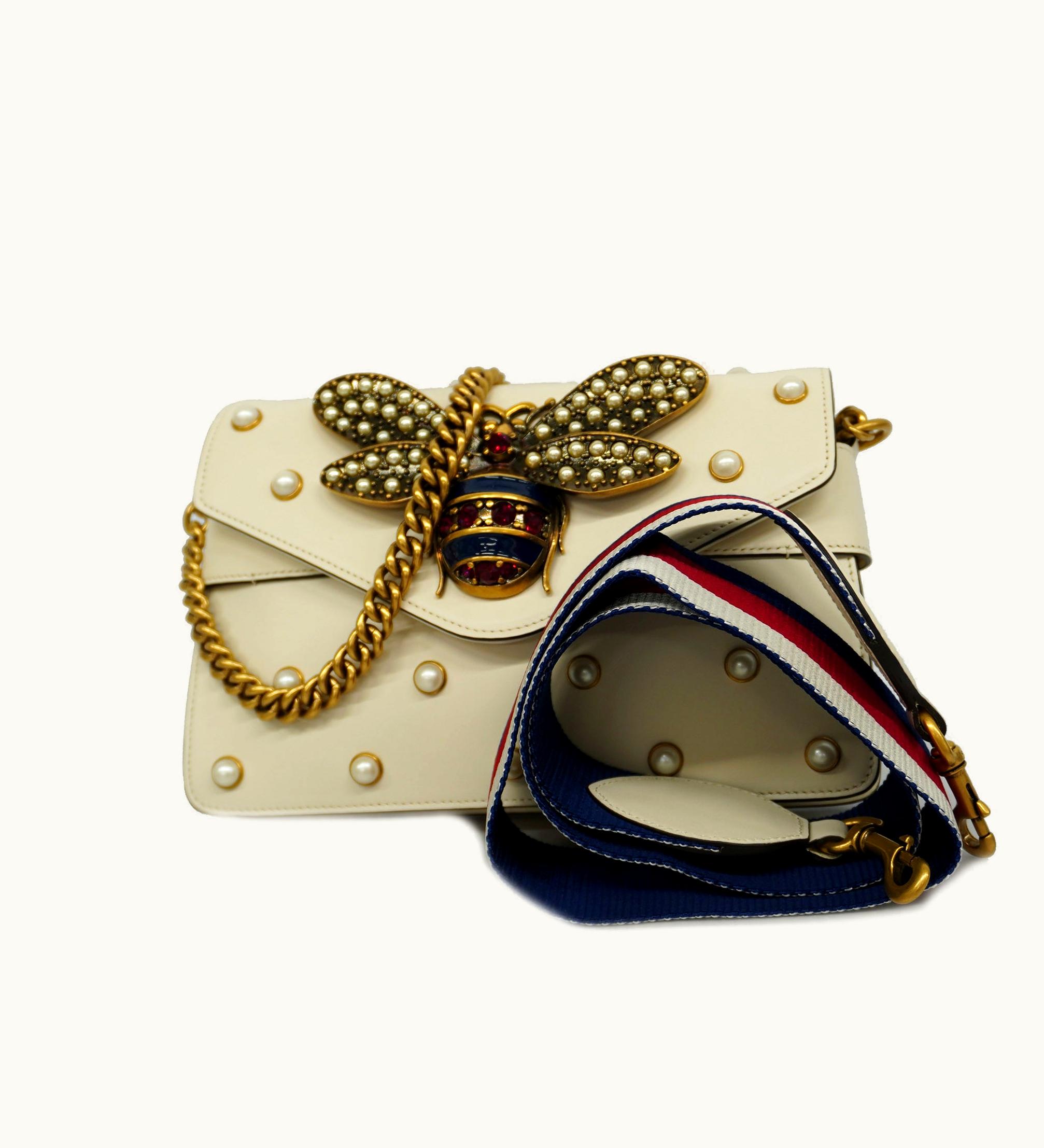 Gucci Gucci Broadway 453778 Women's Undefined, Leather Shoulder Bag Ivory