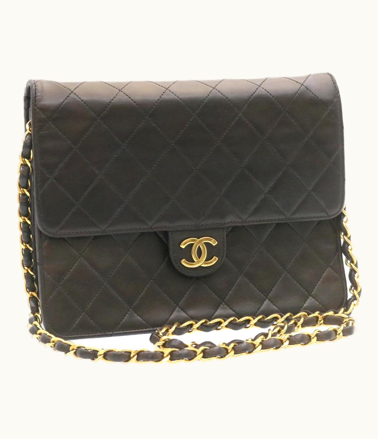 Chanel Chanel Matelasse Chain Flap Shoulder Bag Lamb Skin Black Gold