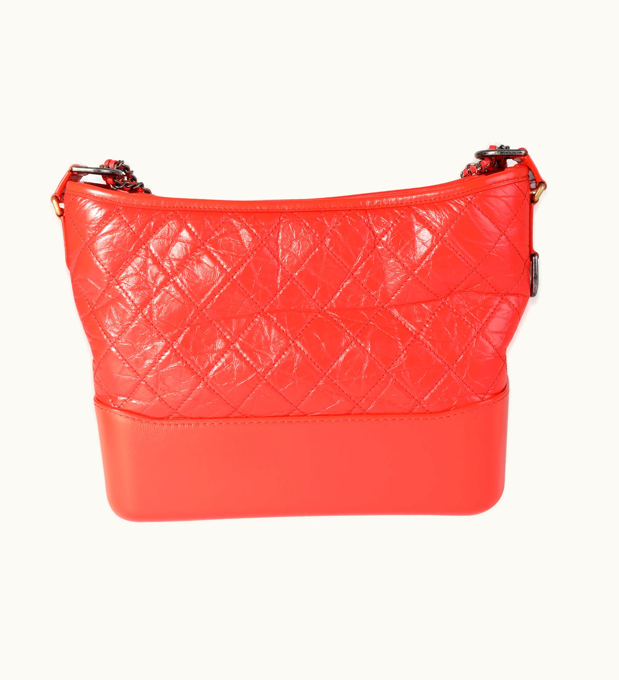 Chanel Chanel Orange Quilted Aged Calfskin Large Gabrielle Hobo