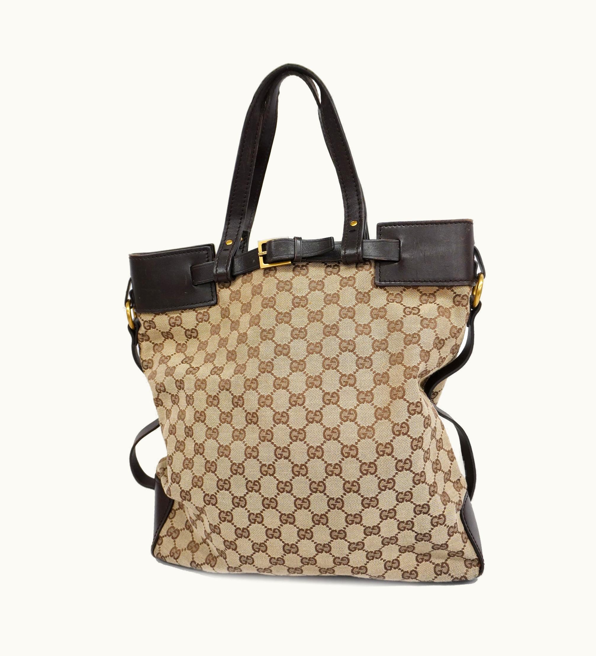 Gucci Gucci Tote Bag 107756 Women's GG Canvas, Leather Beige, Brown