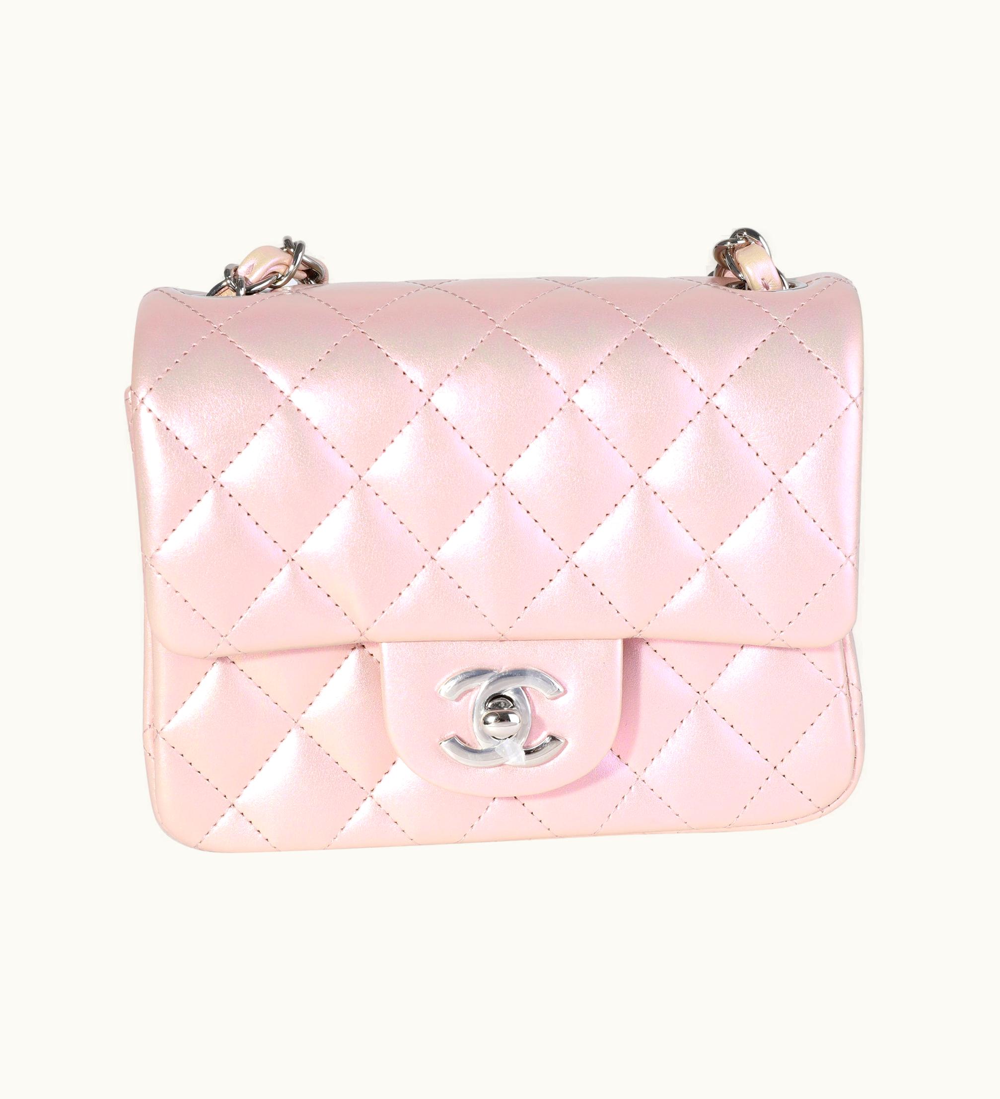 Chanel Chanel Mini Square Pink Iridescent Calfskin Classic Flap Bag