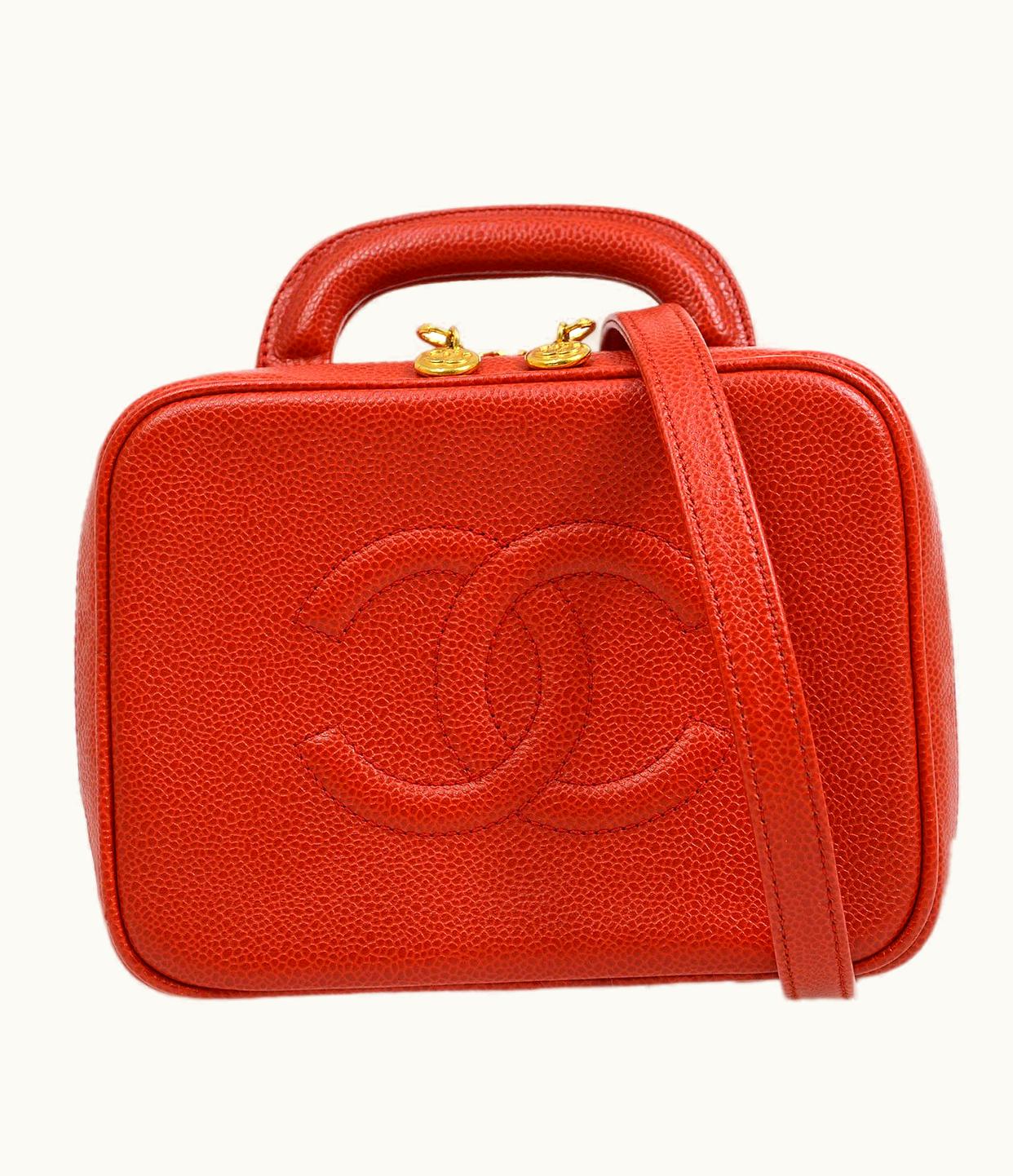 Chanel Chanel 1997-1999 Red Caviar Lunch Box Vanity Small 06253