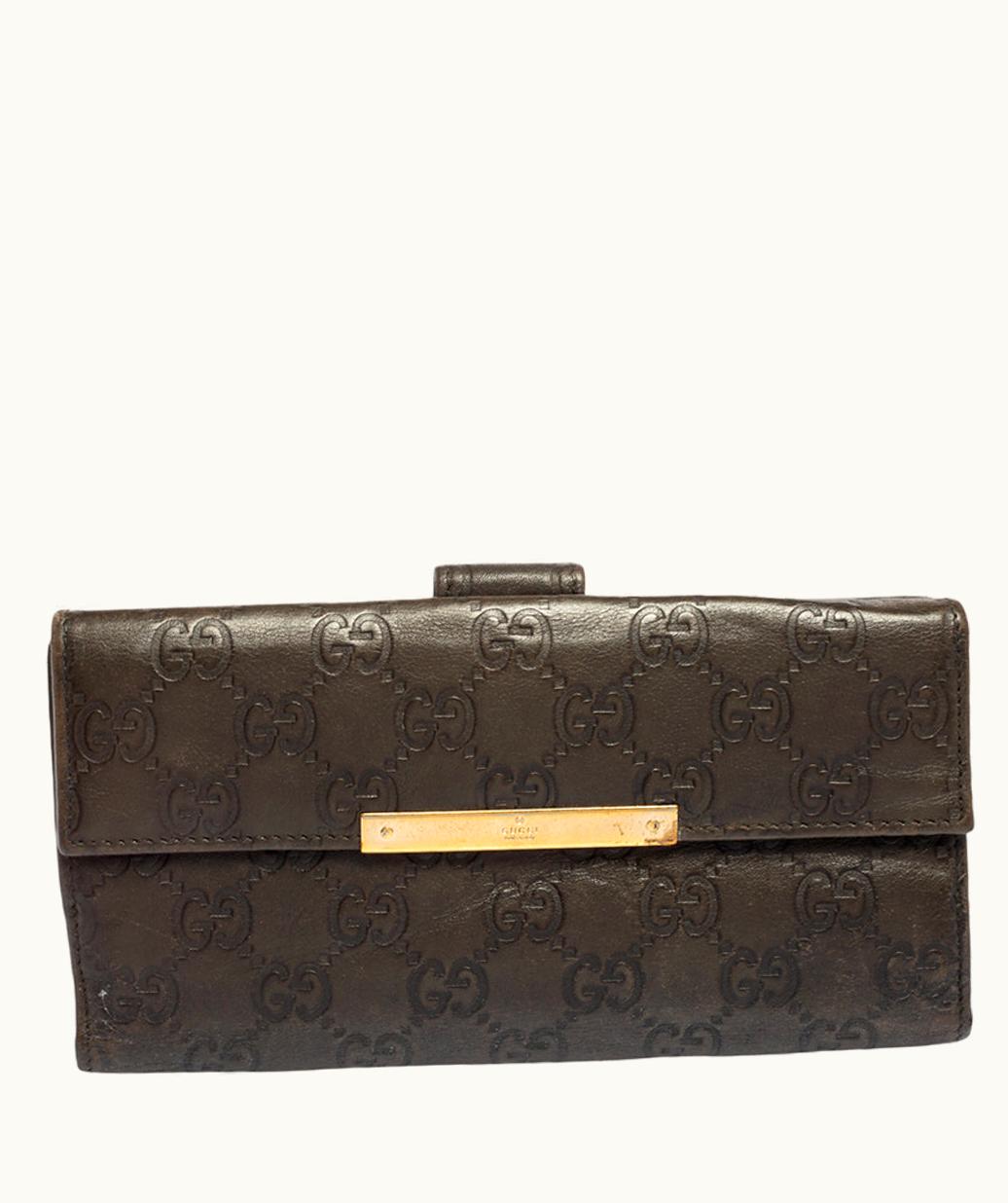 Gucci Gucci Flap Continental Wallet Dark Brown Guccissima Leather