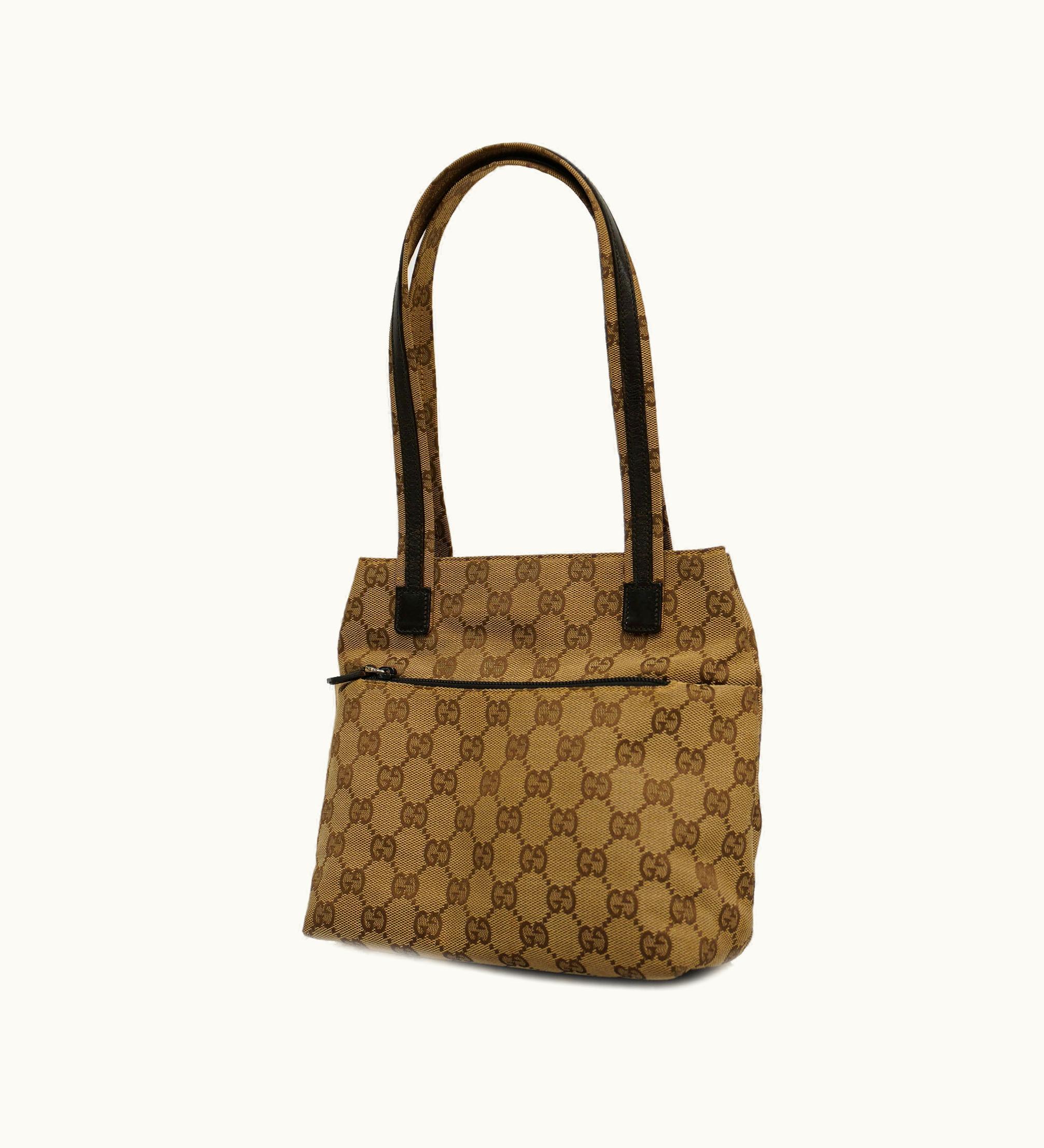Gucci Gucci GG Canvas 002 1075 Women's Leather Handbag Beige, Brown