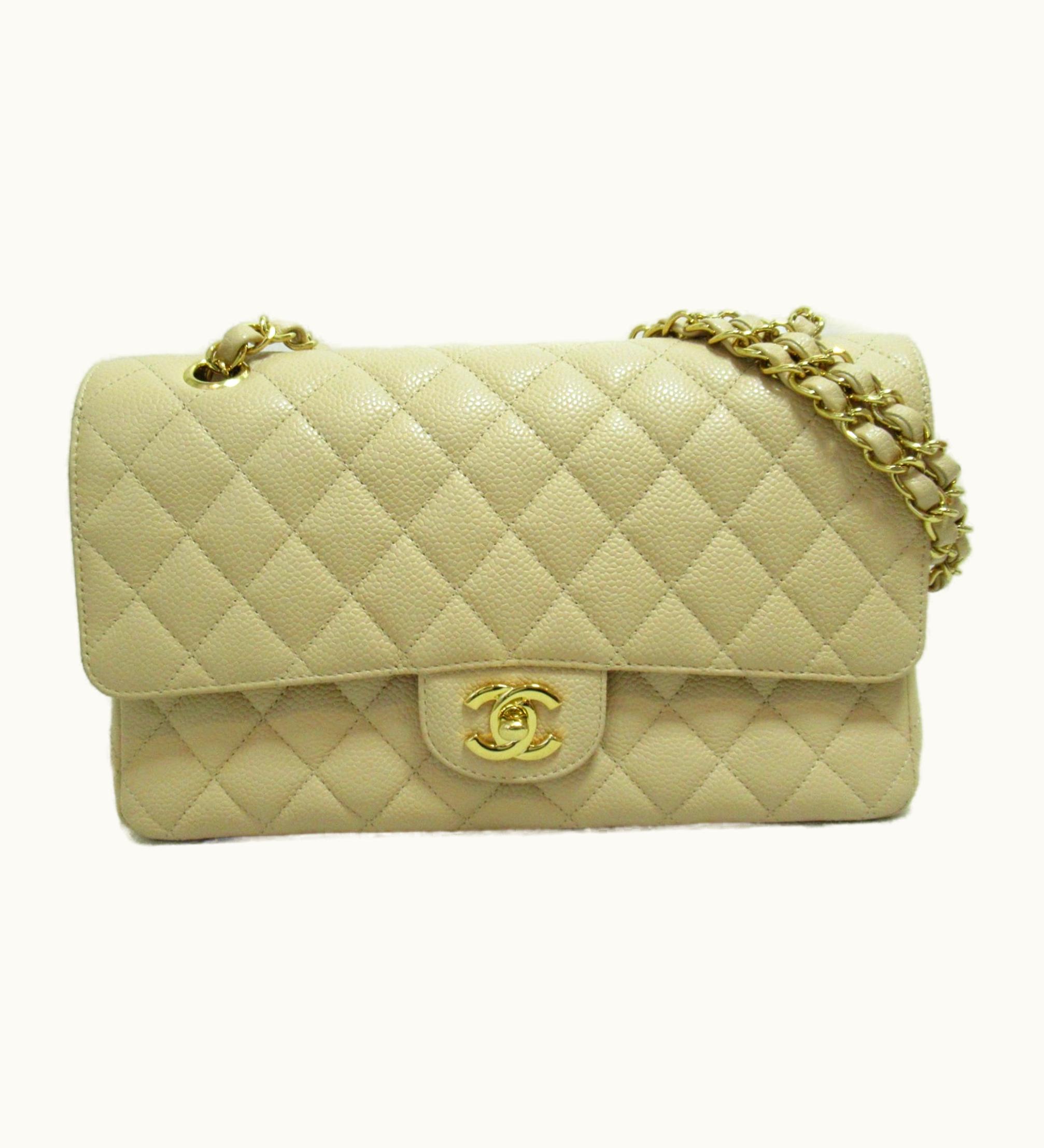 Chanel Chanel Matelassew Flap Chainshoulder25 Shoulder Bag Beige Caviar Skin [Grained Calf]