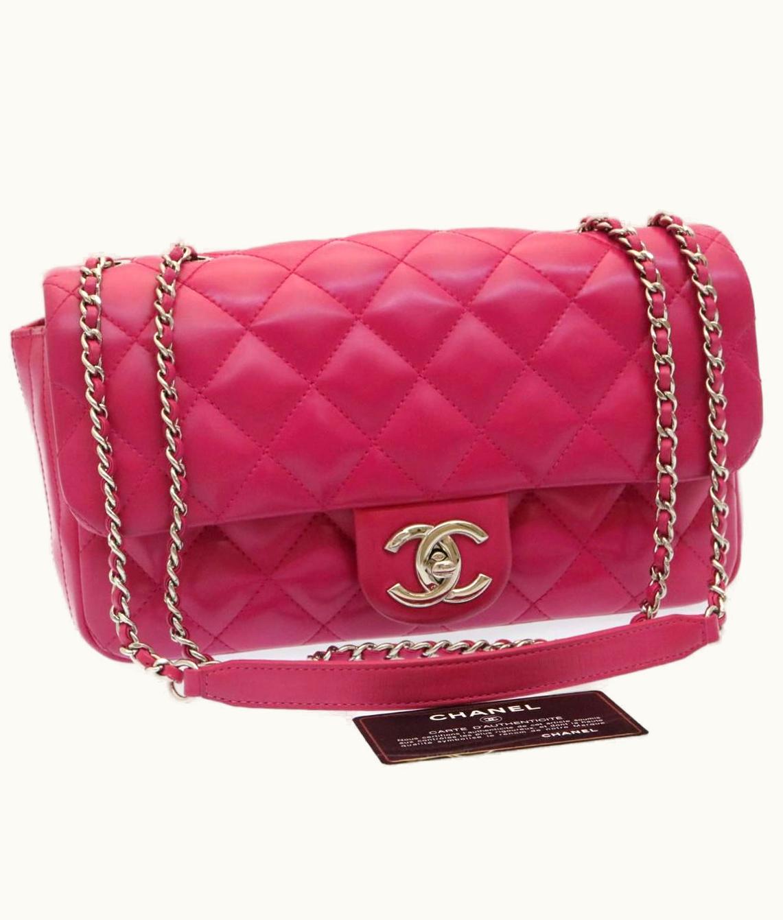 Chanel Chanel Matelasse Coco Rain Double Chain Shoulder Bag Lamb Skin Pink