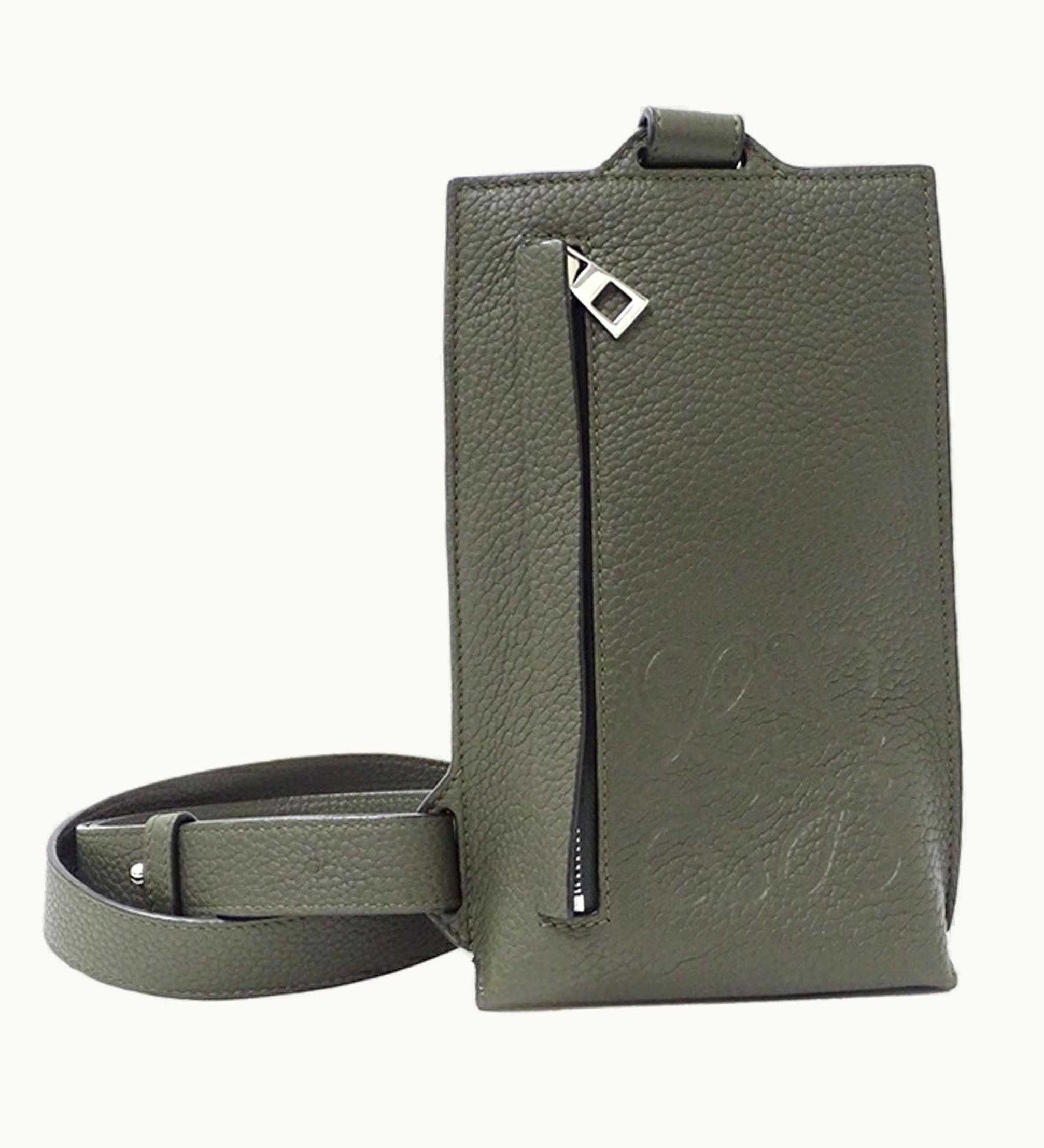 Loewe Loewe Bag Men's Shoulder Leather Vertical T Pocket Dark Khaki Green Shape