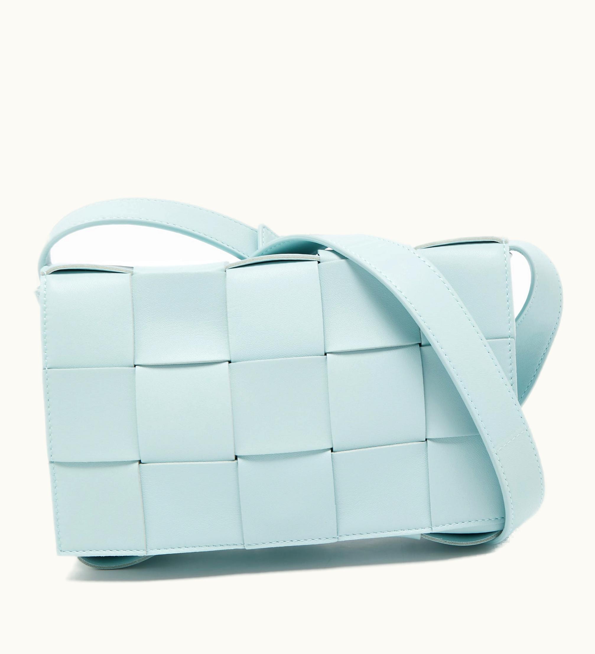 Bottega Veneta Bottega Veneta Pale Blue Intrecciato Leather Cassette Shoulder Bag