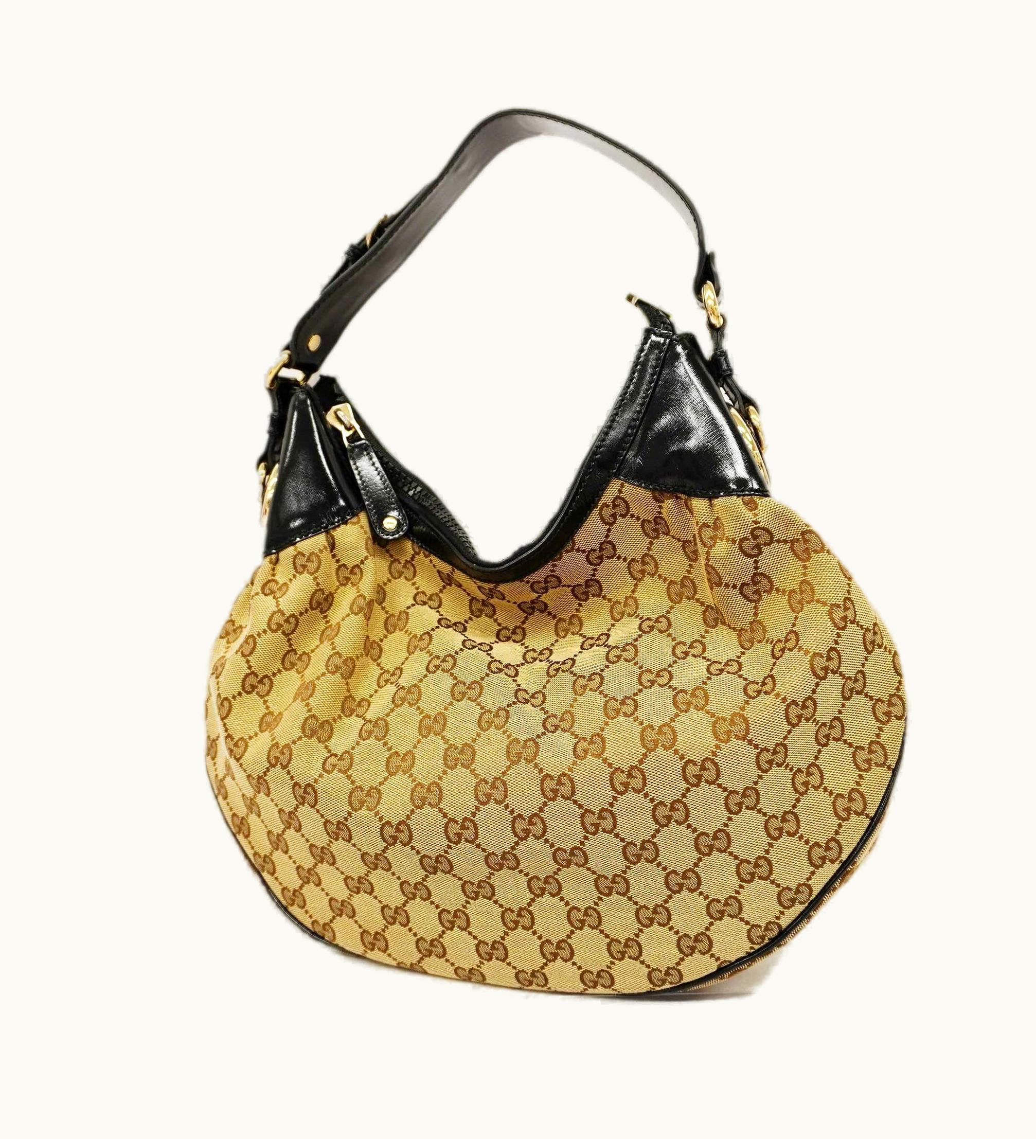 Gucci Gucci Shoulder Bag 203927 Women's GG Canvas Shoulder Bag Beige, Black