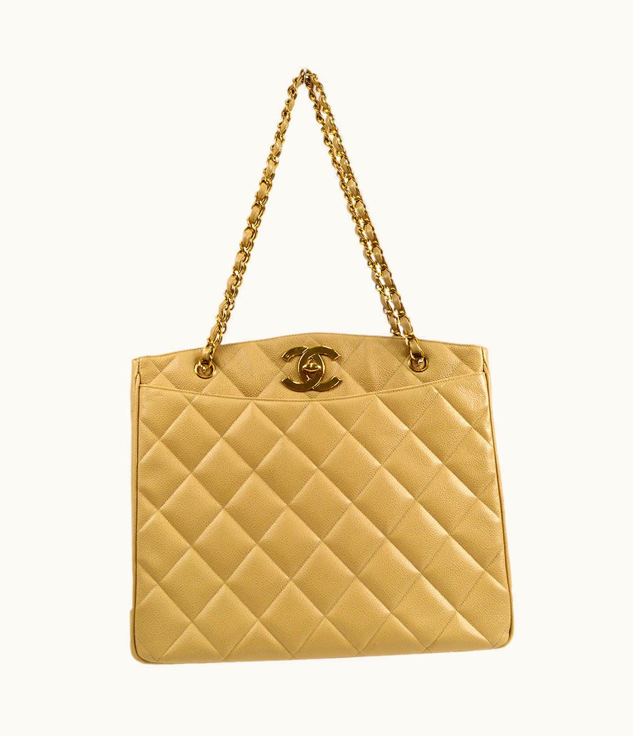 Chanel Chanel 1994-1996 Pocket Chain Tote Beige Caviar 26469