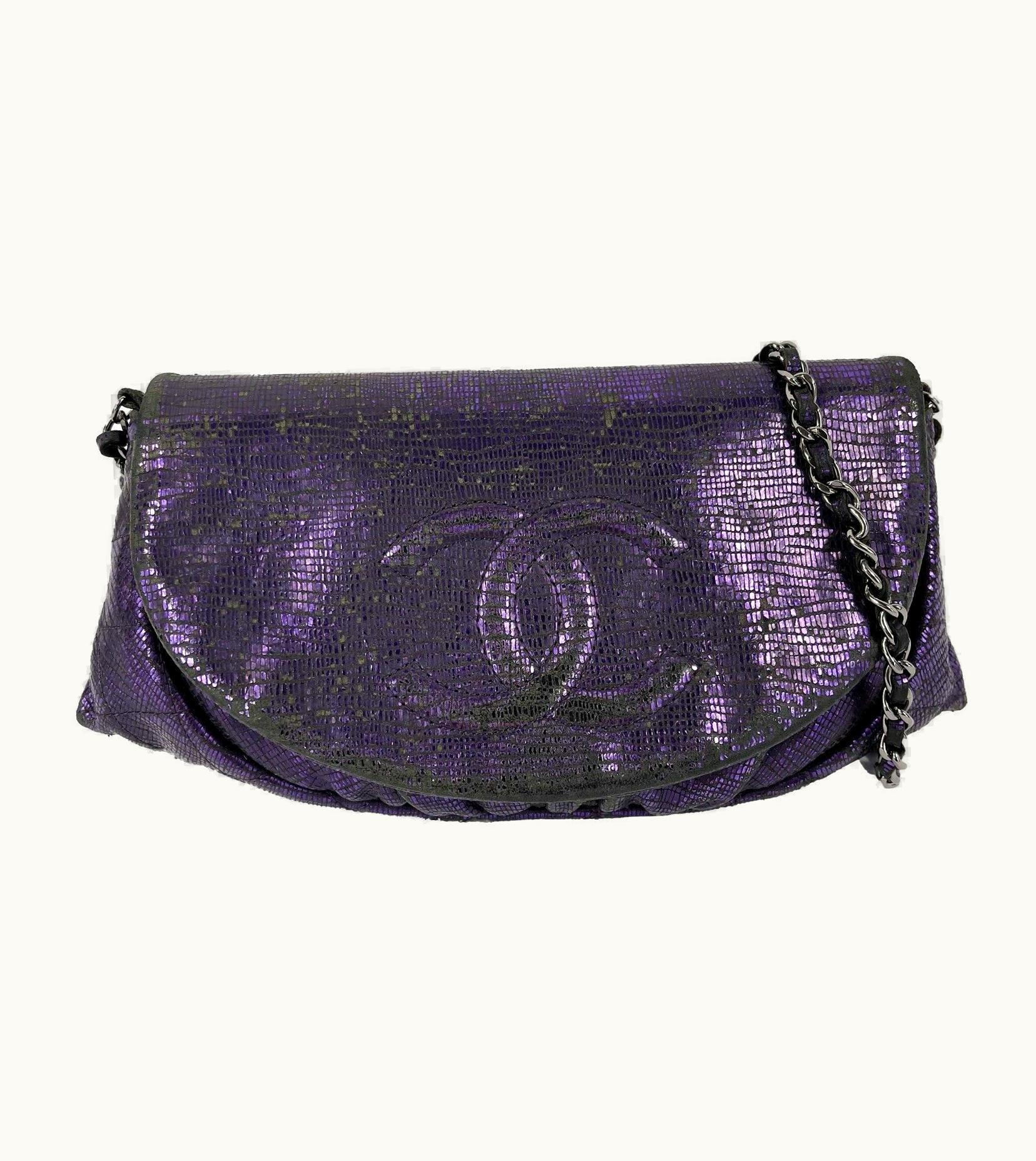 Chanel Chanel Half Moon Medium Woc Iridescent Purple Flap Crossbody
