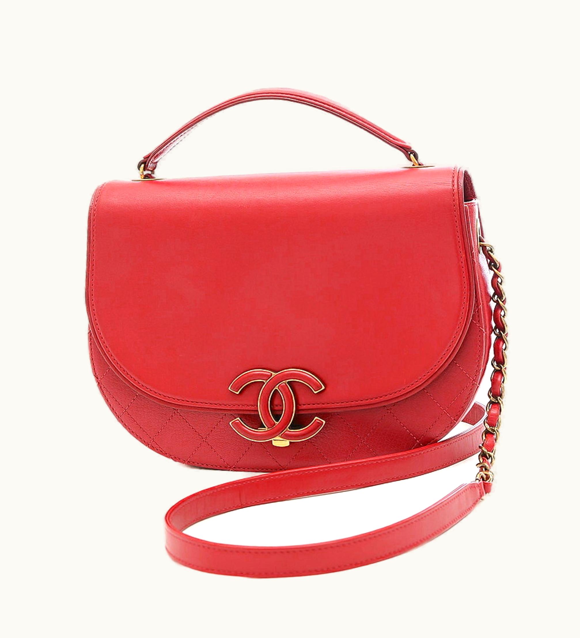 Chanel Chanel Matelasse 2-Way Chain Bag Leather Red Gold Hardware