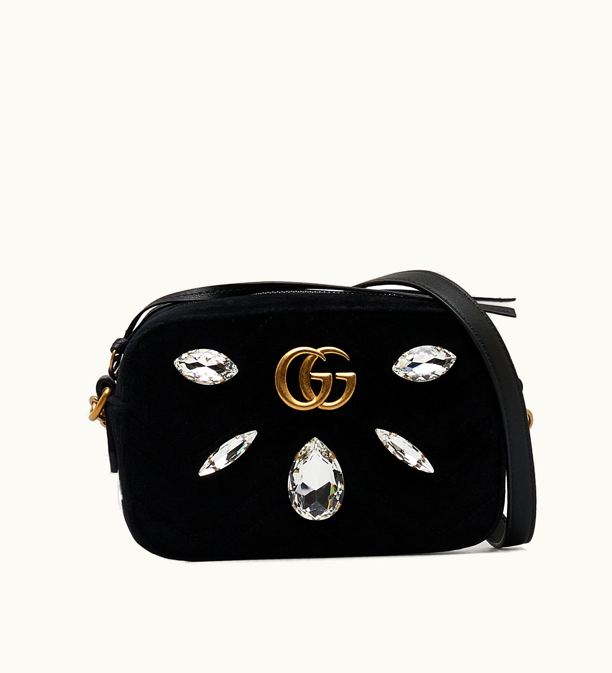 Gucci Gucci Mini GG Marmont Crystal Embellished Velvet Crossbody Crossbody Bag