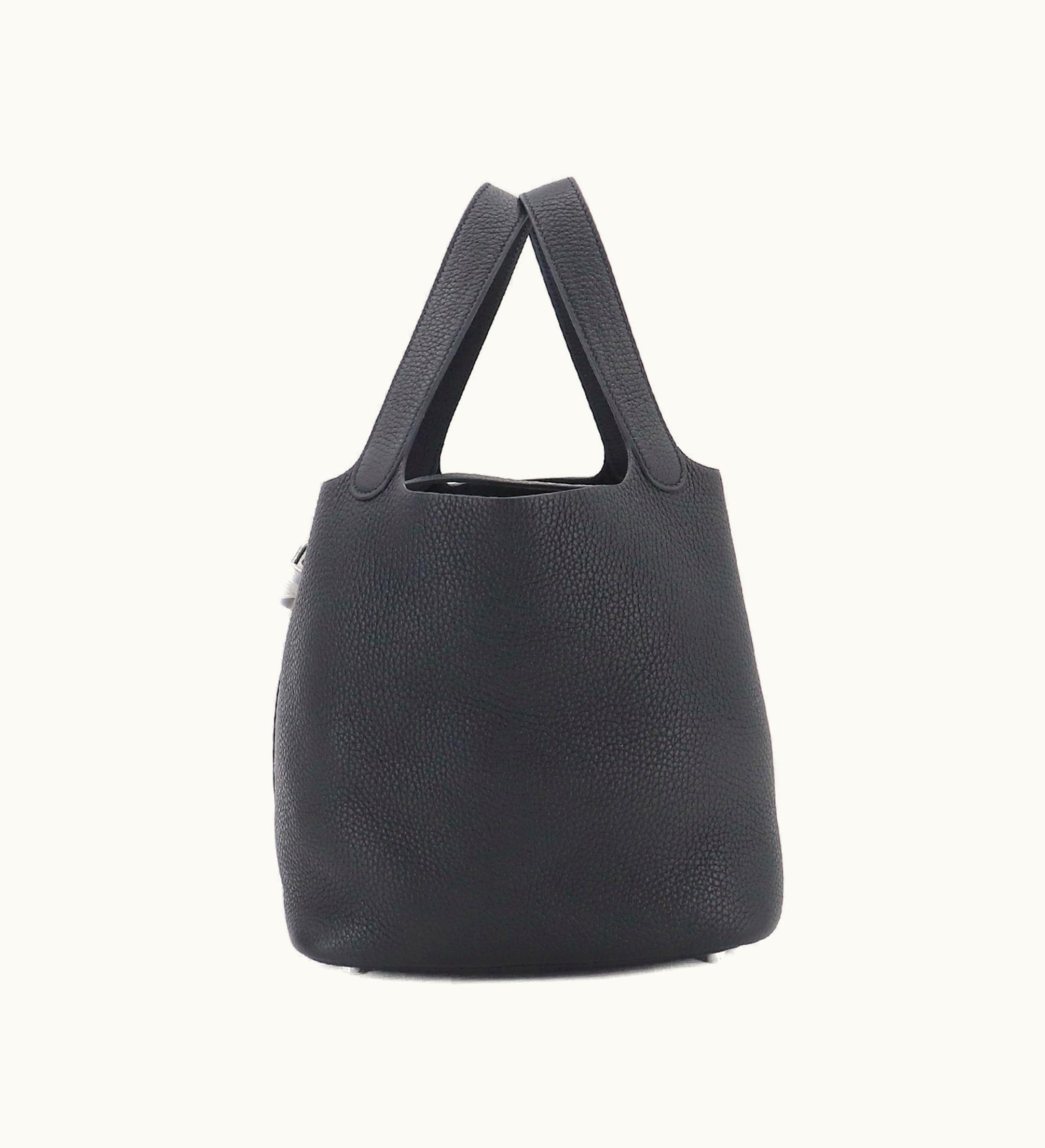 Hermès Hermès Picotin Lock MM Hand Bag Aurillon Clemence Black Y Engraved Silver Metal Fittings Picotin Lock